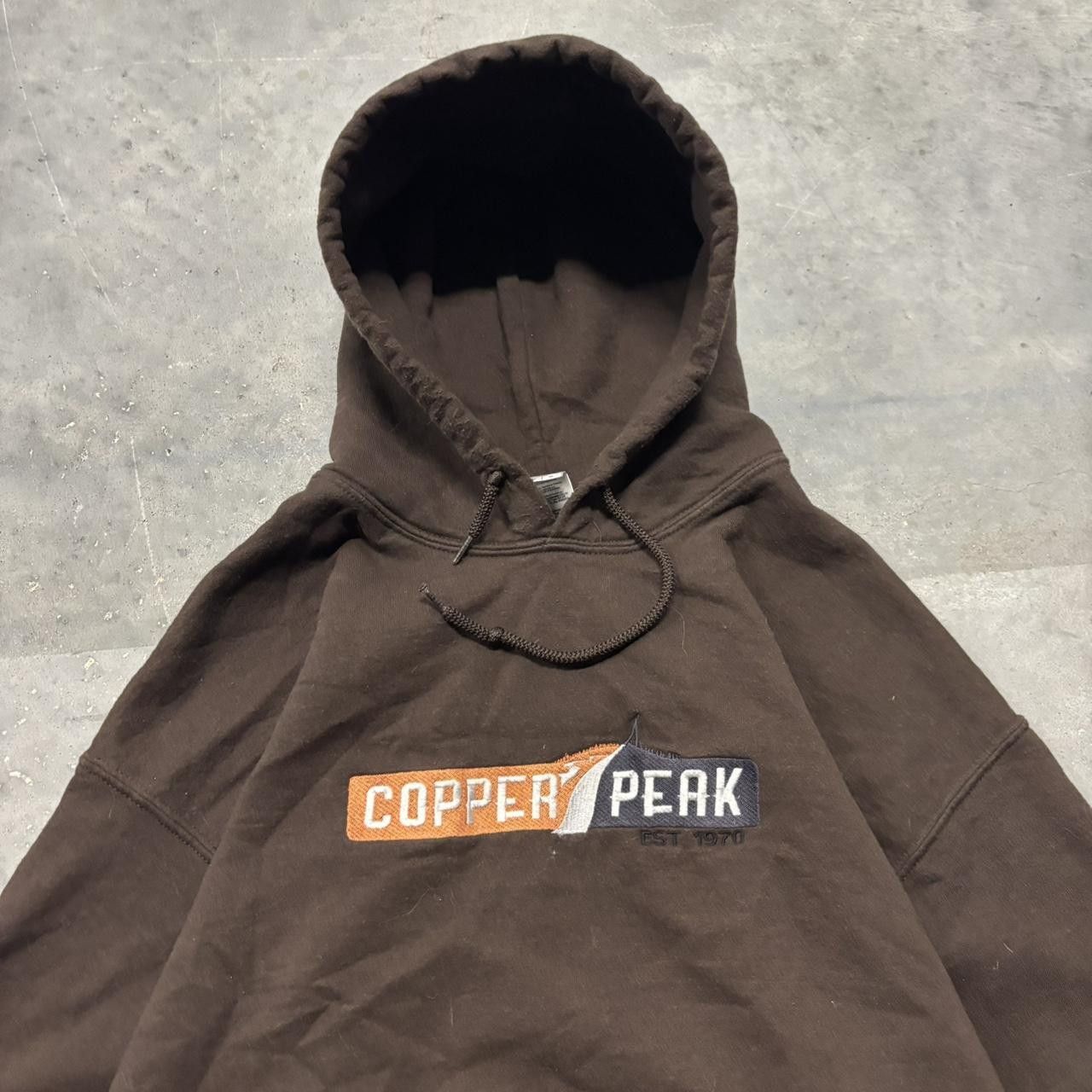 Japanese Brand × Vintage Crazy Vintage Y2K/2000s Brown Embroidered Streetwear Essential Hoodie! Size US L / EU 52-54 / 3 - 2 Thumbnail