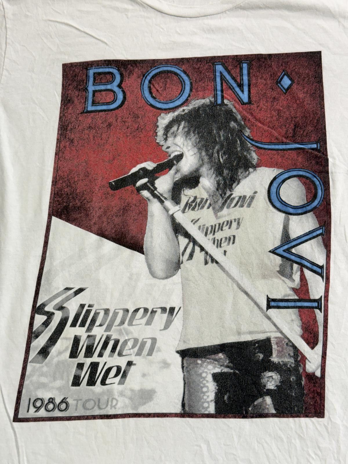 Other Y2K Bon Jovi Slippery When Wet T-shirt 1986 Tour Date - M Size US M / EU 48-50 / 2 - 2 Thumbnail