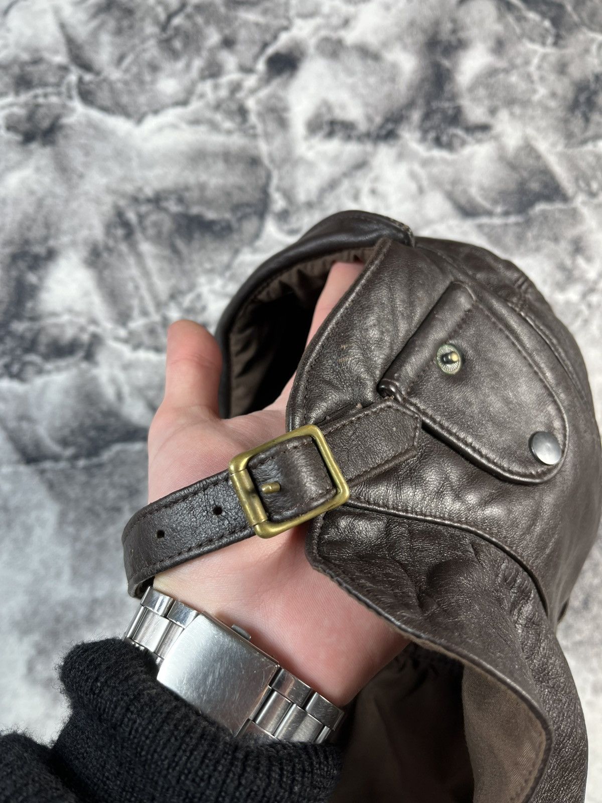 Aeronautica Militare Aeronautica England Leather Aviator Hat Brown Size M Size ONE SIZE - 9 Thumbnail