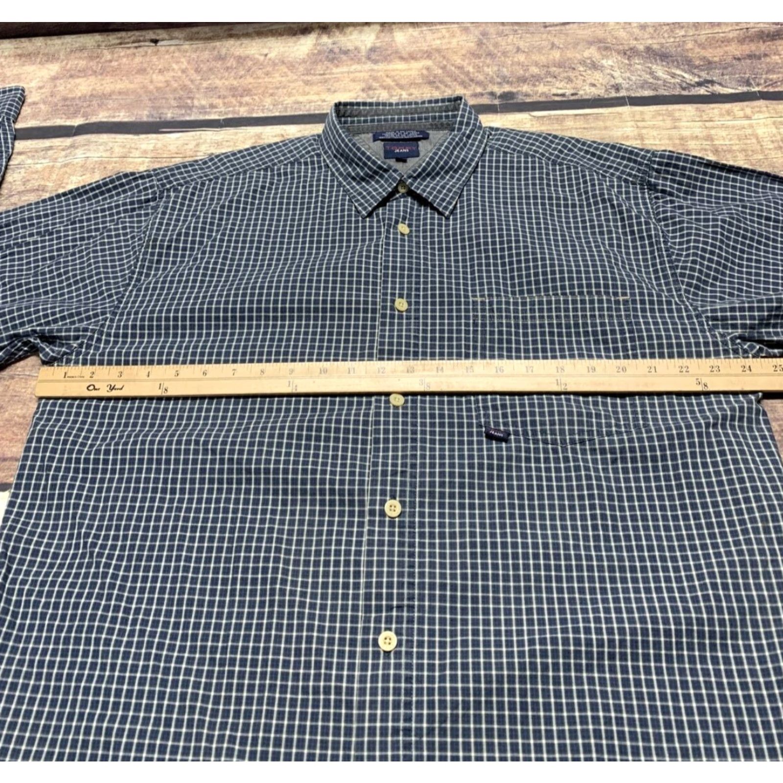 Vintage Tommy Jeans Long Sleeve Shirt Mens XL Blue Plaid Button-Down Pocket 90s Style Regular Fit Size US XL / EU 56 / 4 - 4 Thumbnail