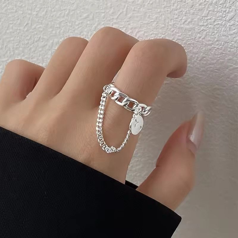 Jewelry Hollow Geometric Chain Ring Size ONE SIZE - 3 Thumbnail