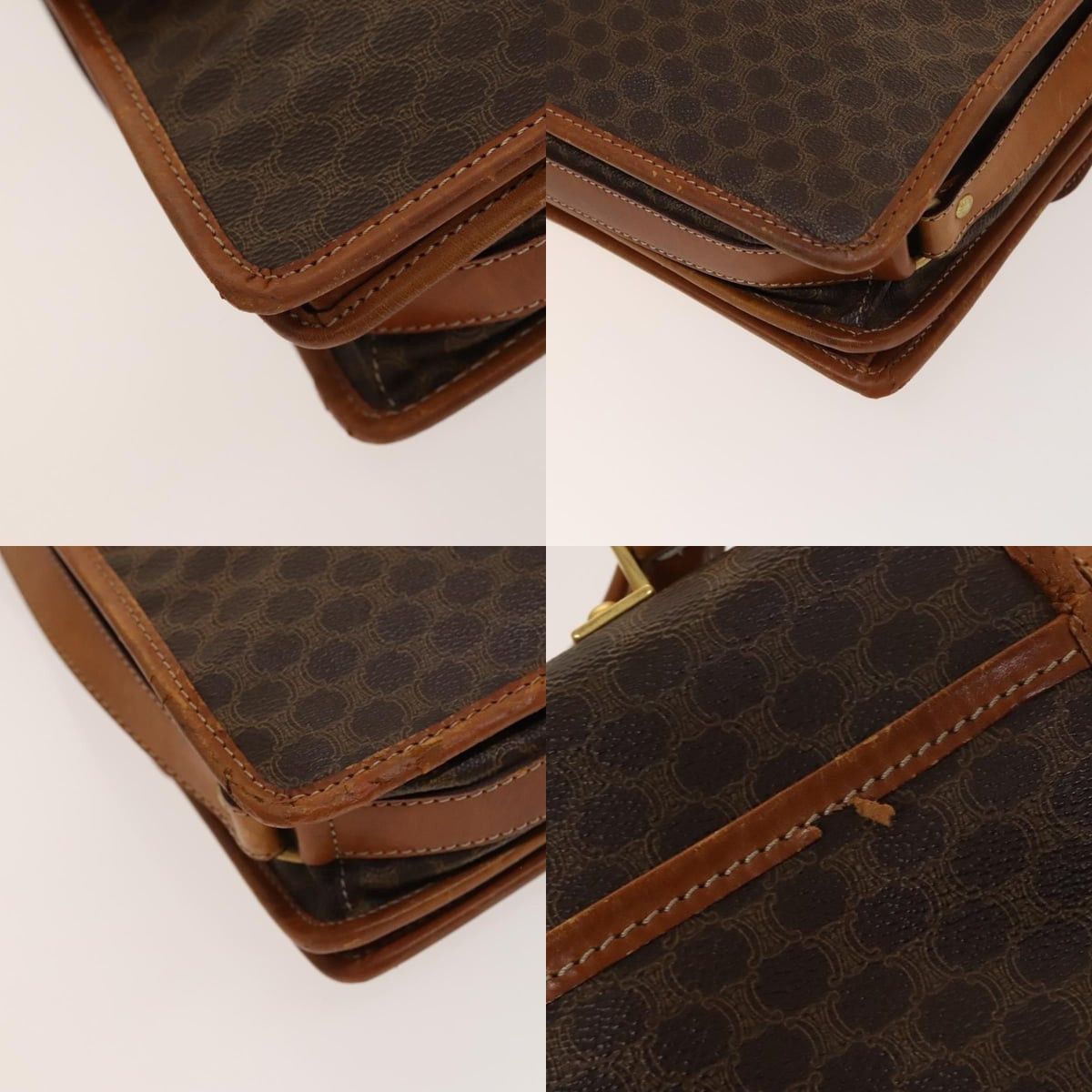 Celine CELINE Macadam Canvas Shoulder Bag Pvc Leather Brown Gold Size ONE SIZE - 11 Thumbnail