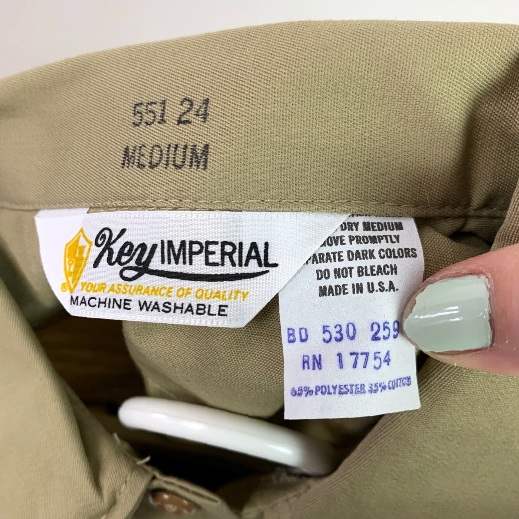 Vintage Vintage Key Imperial Never Iron Deadstock Work Shirt Short Sleeve Medium Brown Cotton Blend 70s 1970s Military Look Mens Shirt Size US M / EU 48-50 / 2 - 7 Thumbnail