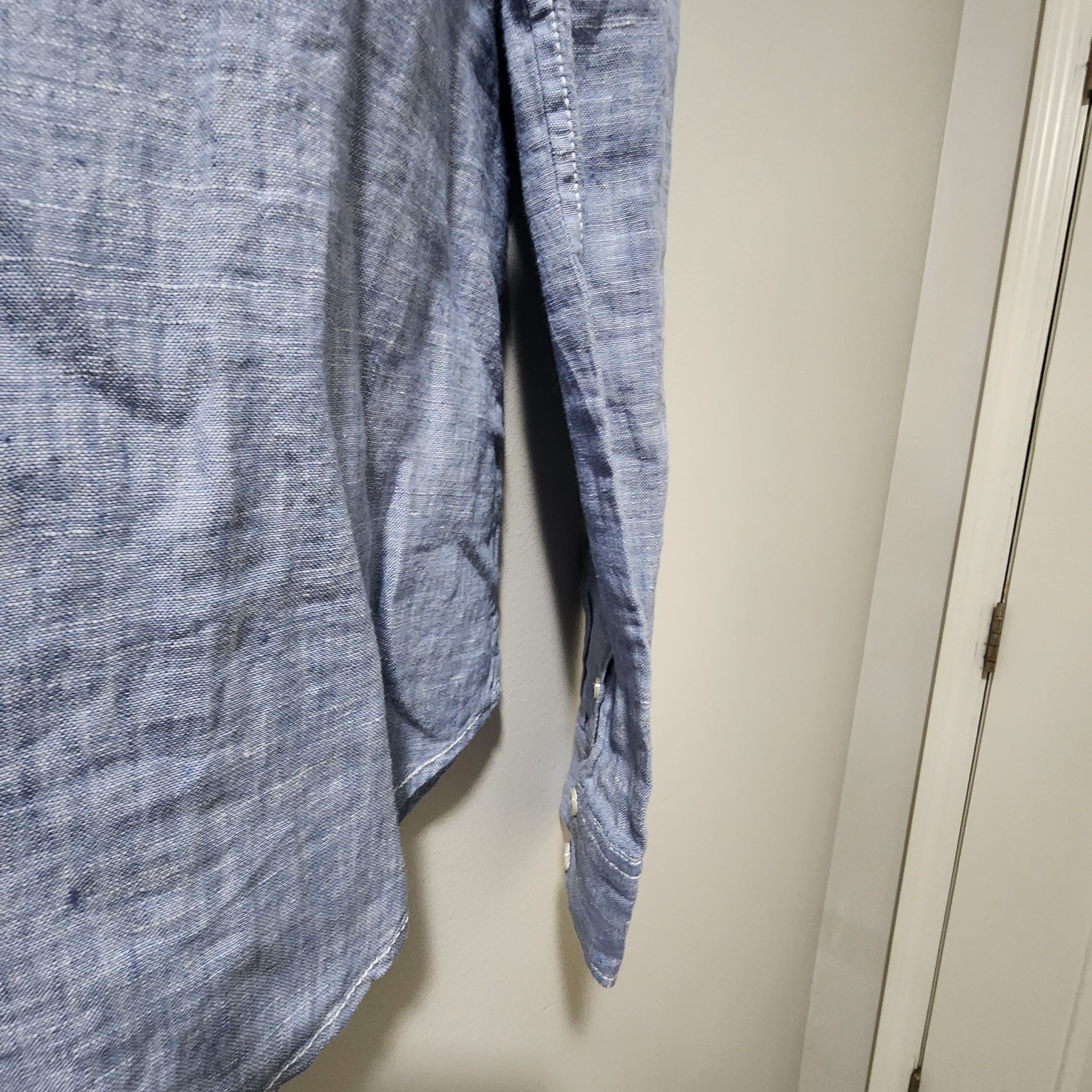 John Varvatos John Varvatos Men's Small Light Blue Linen Button-Down Shirt Size US S / EU 44-46 / 1 - 3 Thumbnail