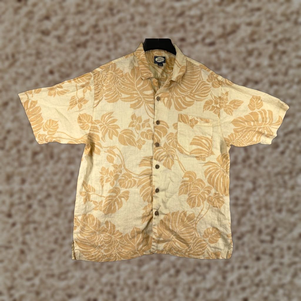 Tommy Bahama Tommy Bahama Shirt Men Large Orange Linen Floral Button-Up Beach Resort Vacation Size US L / EU 52-54 / 3 - 1 Thumbnail