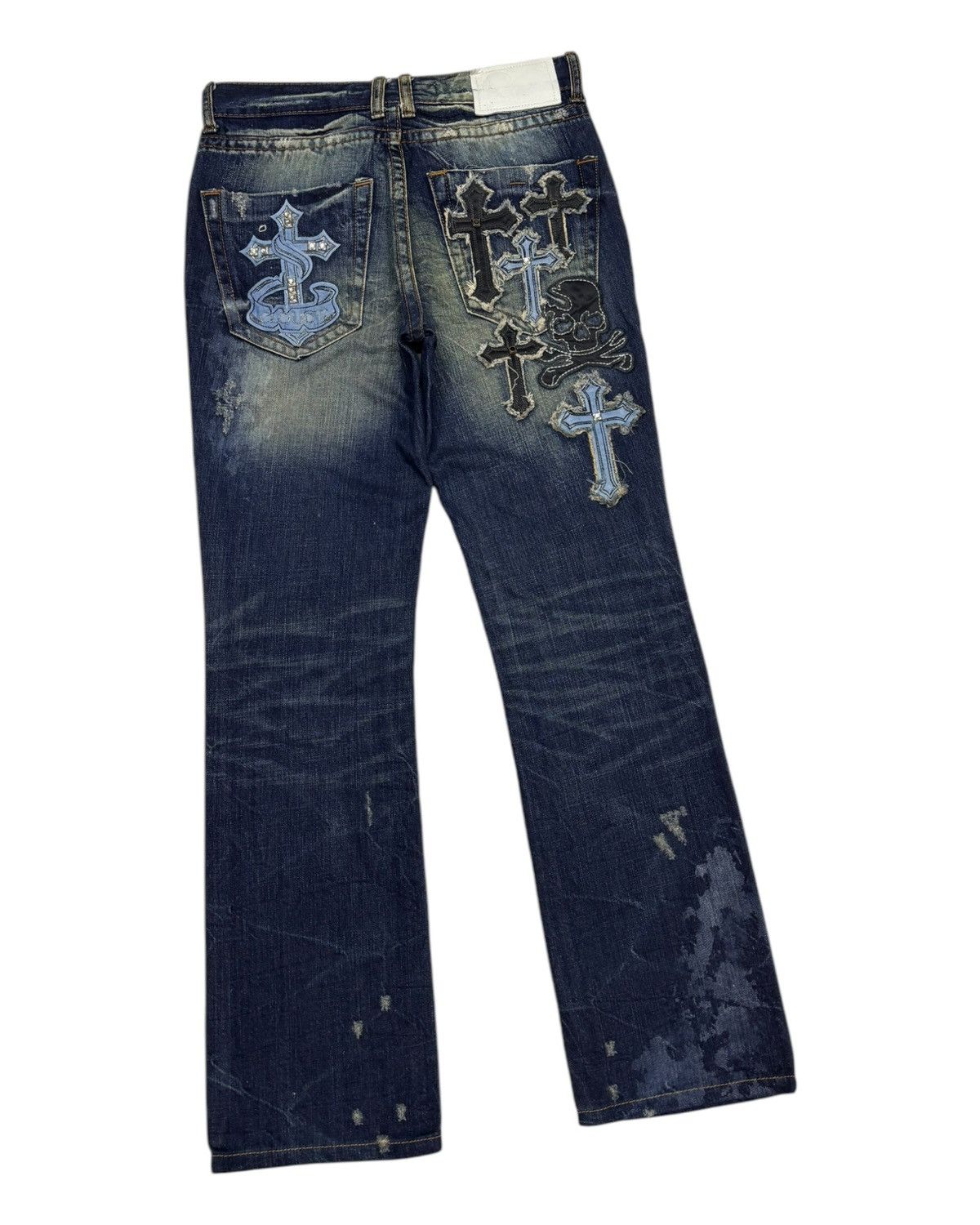 Number (N)ine Vintage Skulls Cross Patches Number Nine Style Denim Jeans Size US 29 - 5 Thumbnail