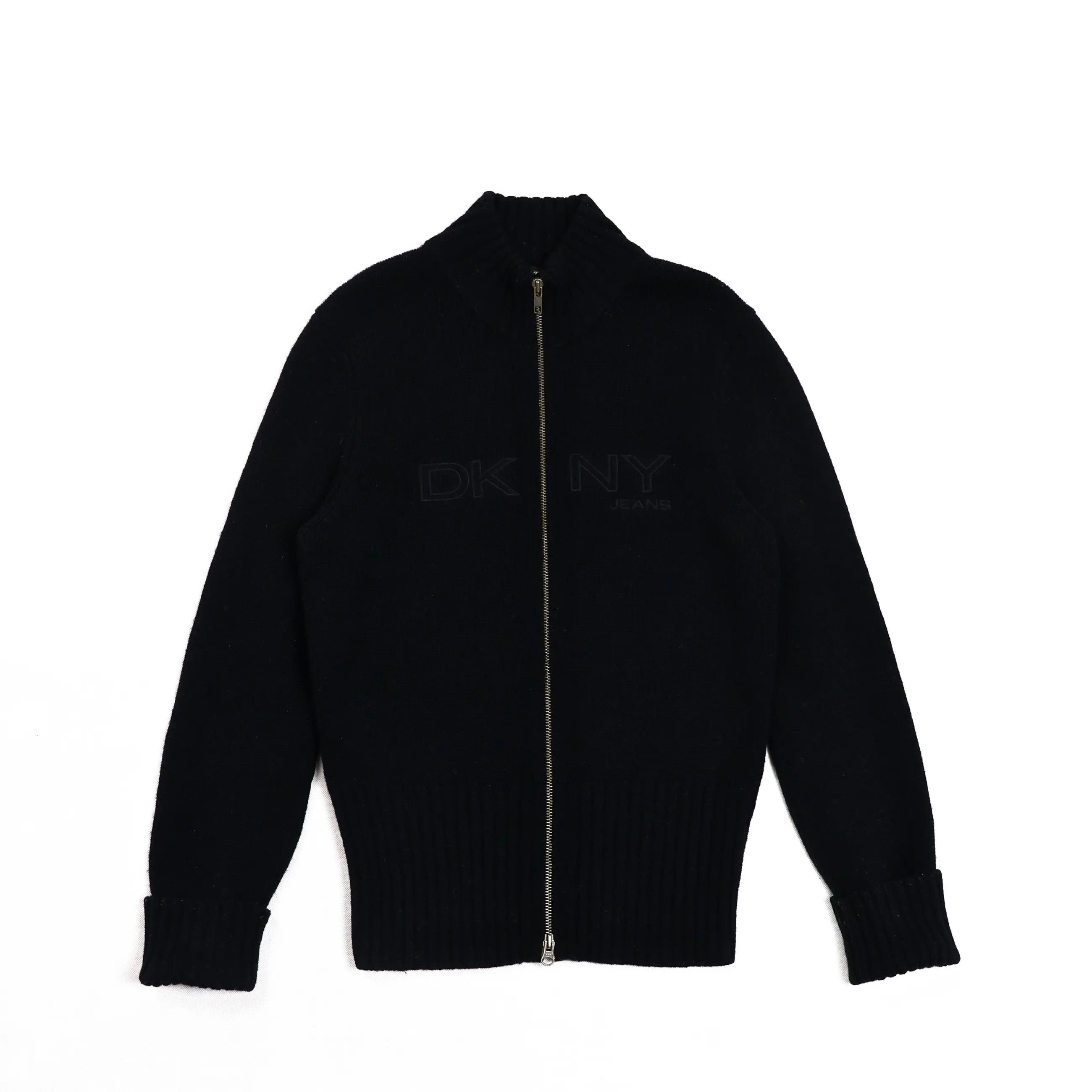 DKNY Wool Turtleneck Zipper Heavy Knit Sweater