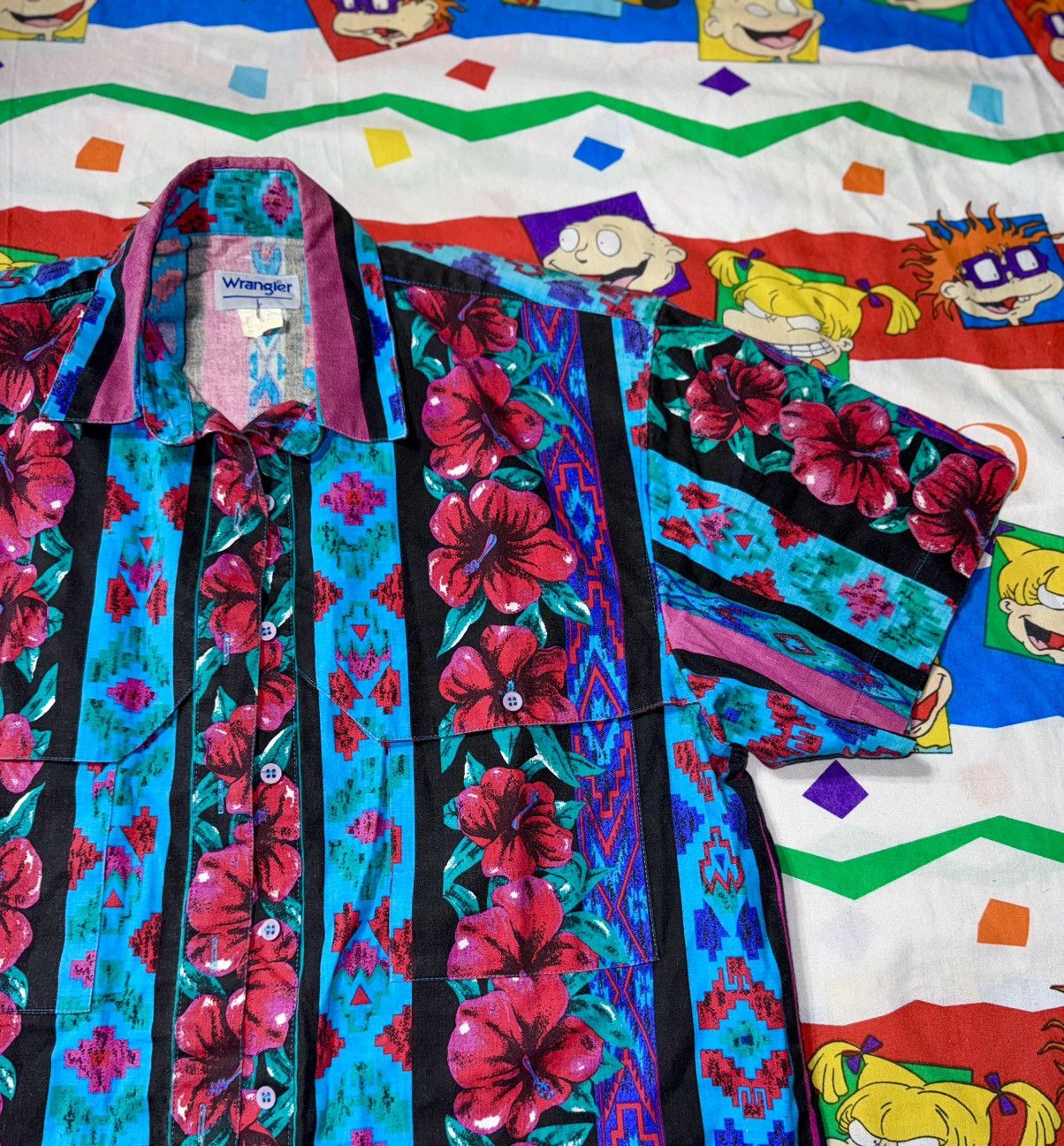 Wrangler Vintage Wrangler Aztec Flower Short Sleeve Shirt Size US M / EU 48-50 / 2 - 2 Thumbnail