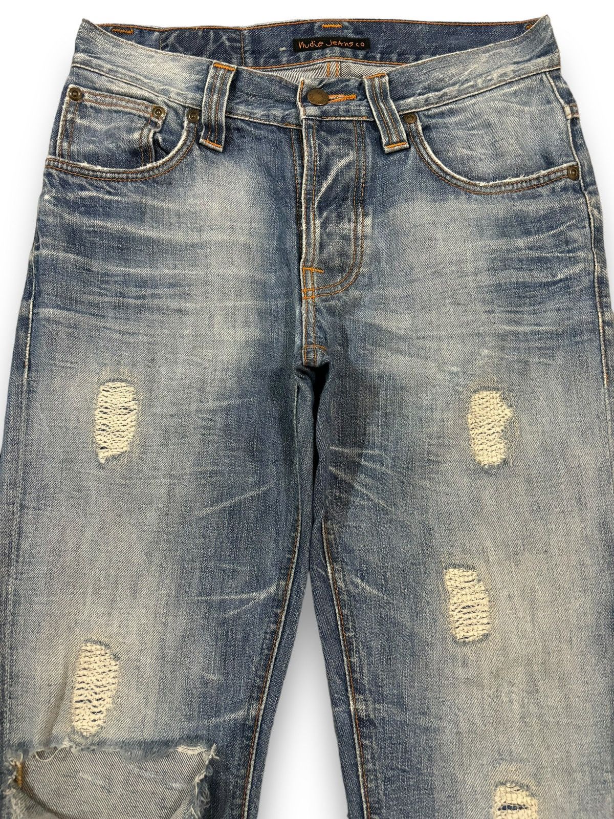 Nudie Jeans Vintage Nudie Whiskers Blue Washed Distressed Grunge Jeans Size US 29 - 3 Thumbnail