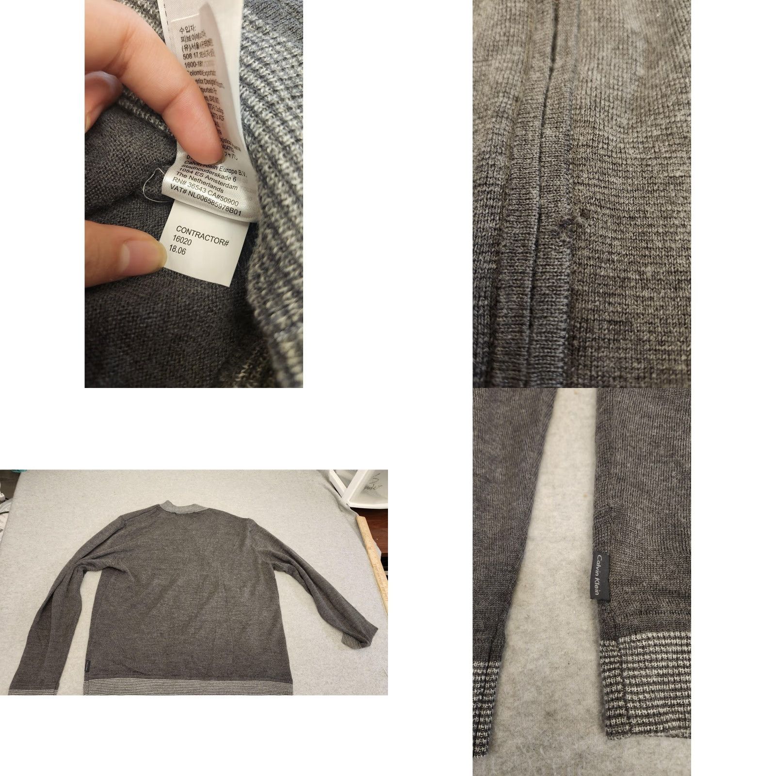 Calvin Klein Calvin Klein Sweater Mens M Gray Merino Wool Blend Full Zip Cardigan HOLE Size US M / EU 48-50 / 2 - 9 Thumbnail