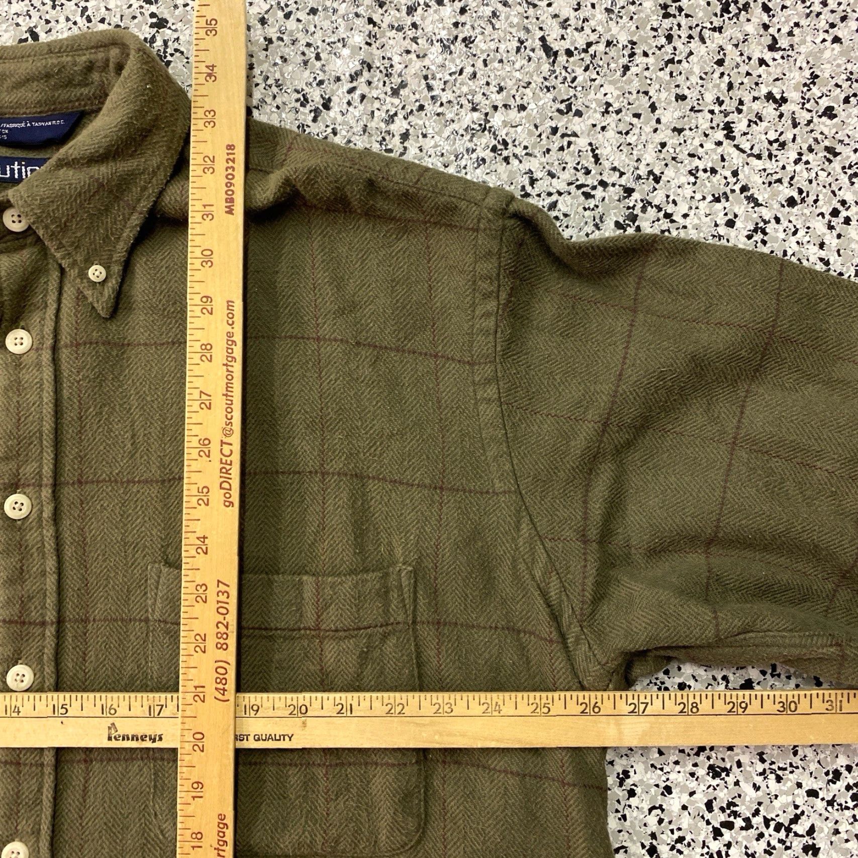 Nautica VINTAGE Nautica Chamois Shirt Men XL Green 90s Button-Up Long Sleeve Casual Cotton Pocket Regular Size US XL / EU 56 / 4 - 3 Thumbnail