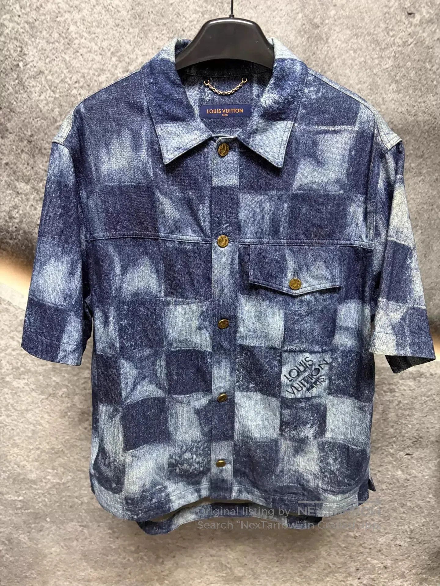 Louis Vuitton Blue Checkered Short Sleeve Button-Up Shirt. Size US XL / EU 56 / 4 - 1 Thumbnail