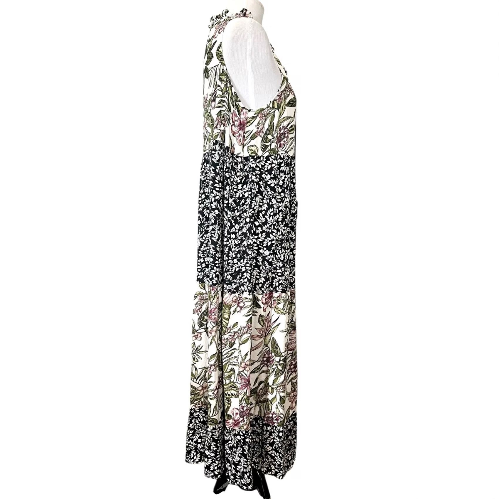 Vintage KAKTUS Womens Dress Floral Tiered Maxi Sleeveless Tassels Sz Large Size L / US 10 / IT 46 - 6 Thumbnail