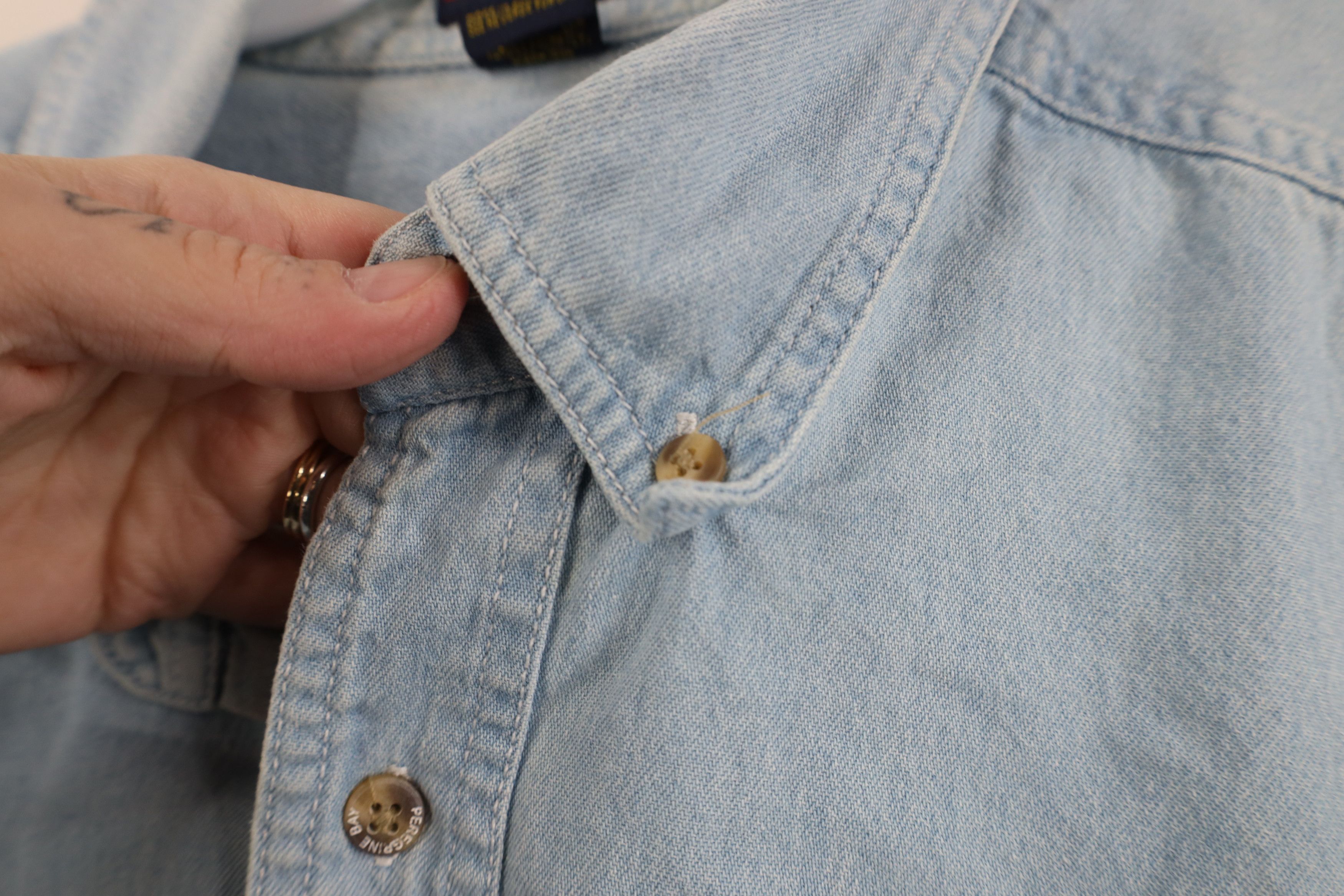 Vintage Vintage 90s Railroad Open Collared Denim Jean Button Shirt Size US XL / EU 56 / 4 - 8 Thumbnail