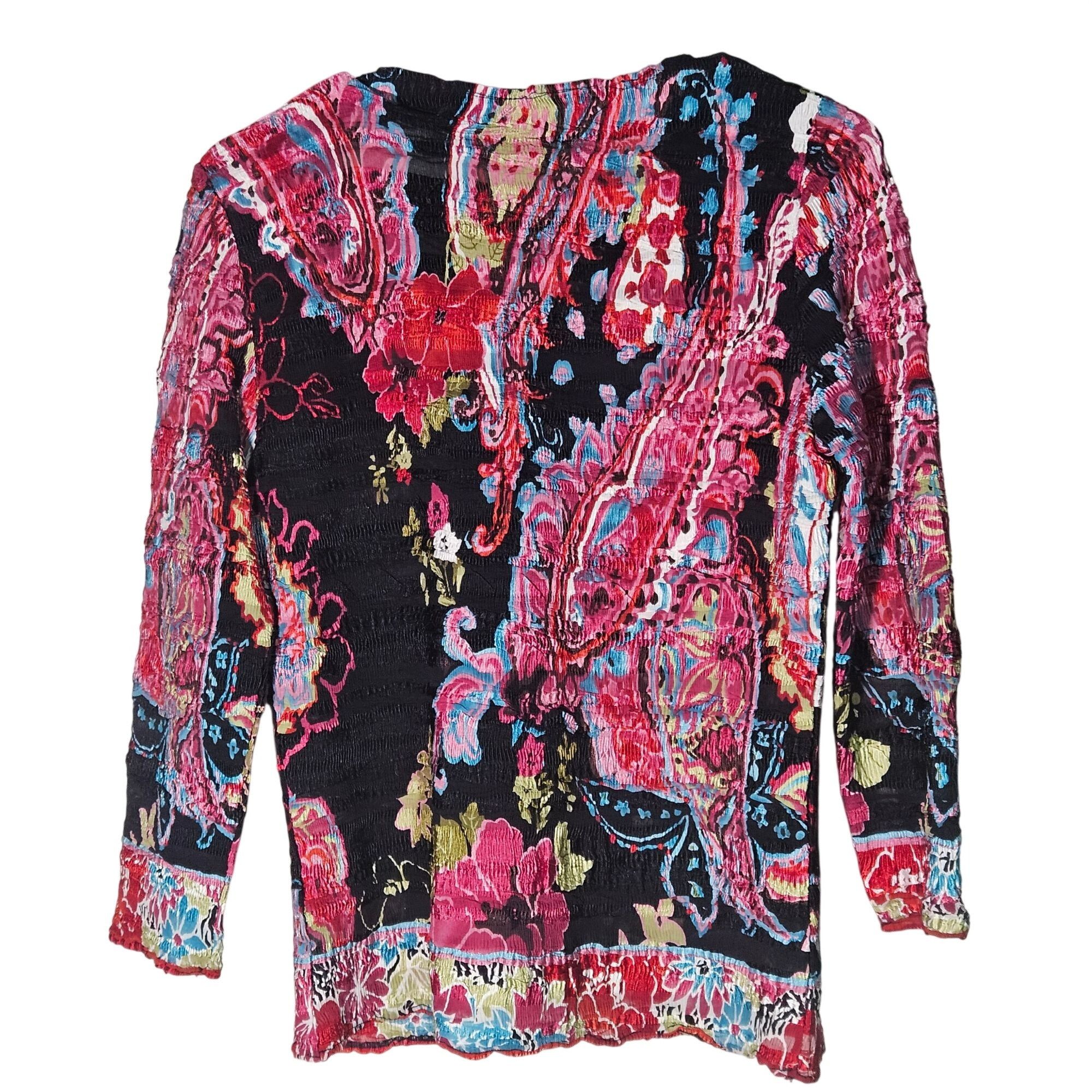 Other Alberto Makali Women Crinkle Top L Multicolor Beaded Boho St Size L / US 10 / IT 46 - 4 Thumbnail