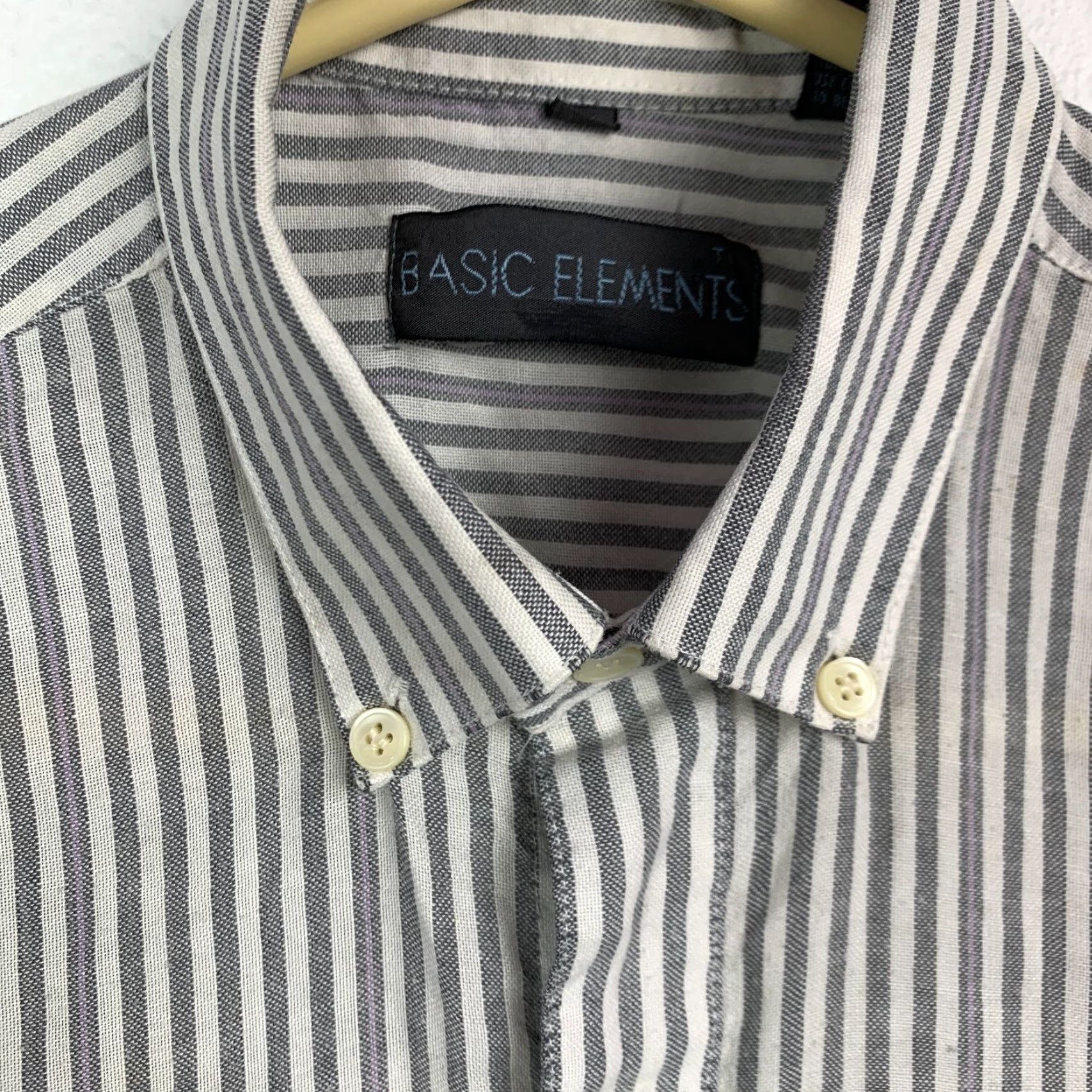 Vintage VINTAGE Basic Elements Shirt Mens Small Gray White Stripe Button-Down Long Sleeve 90s Size US S / EU 44-46 / 1 - 3 Thumbnail
