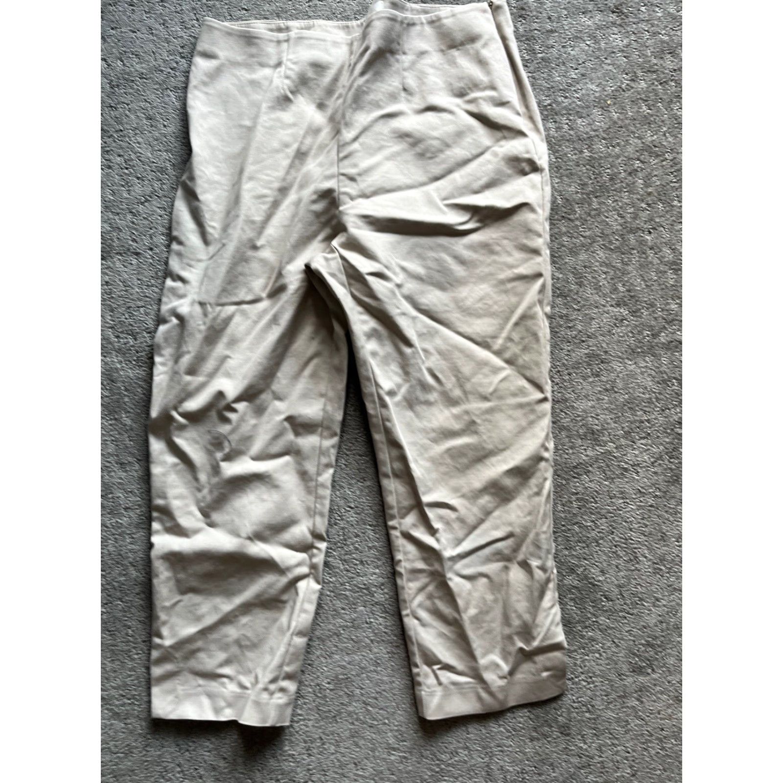 Vintage Chico's Womens Beige Flat Front Cropped Pants Size 00 Straight Leg Zip Side Front 21.5in Inseam Casual Formal Regular Size 30" / US 8 / IT 44 - 2 Thumbnail