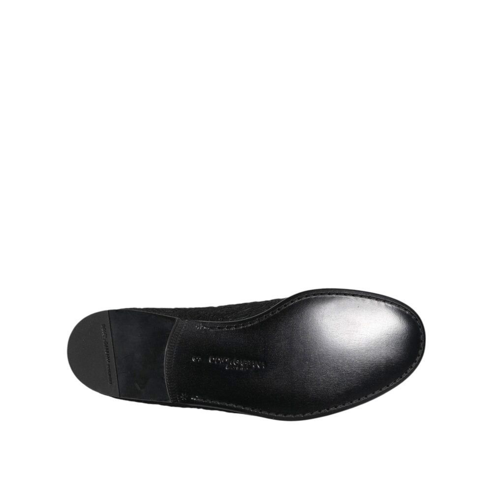 Dolce & Gabbana Dolce & Gabbana Black Jacquard Slip On Loafers Formal Shoes Size US 7 / EU 40 - 8 Thumbnail