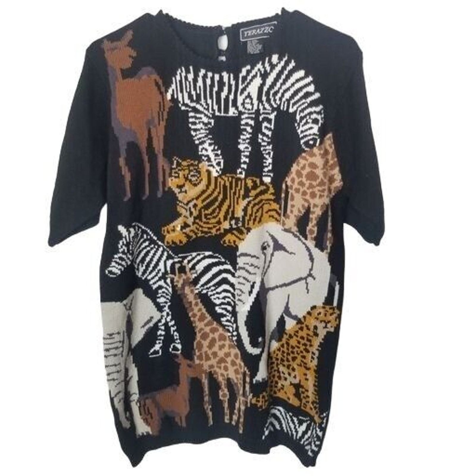 Vintage Vintage Terazzo Womens Knit Sweater Jungle Safari Animals M Size M / US 6-8 / IT 42-44 - 1 Thumbnail