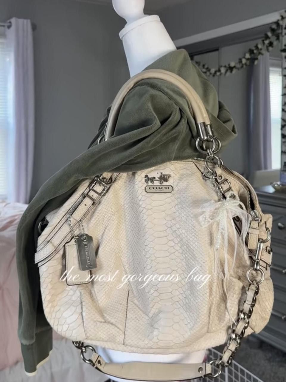 Coach Rare Cream Coach Signature Snakeskin Leather Shoulder Bag Size ONE SIZE - 8 Thumbnail