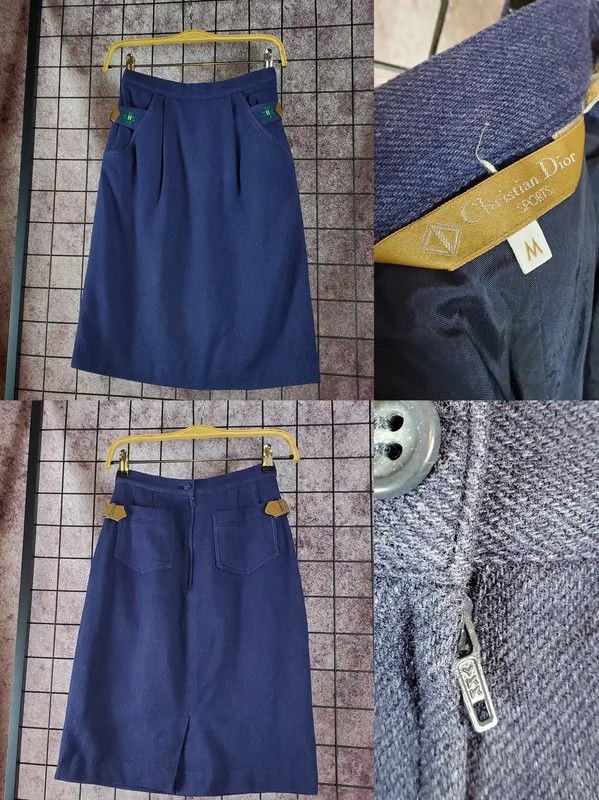 Dior Dior A-Line Skirt in Navy Wool Blend 0089 Size 23" - 1 Thumbnail