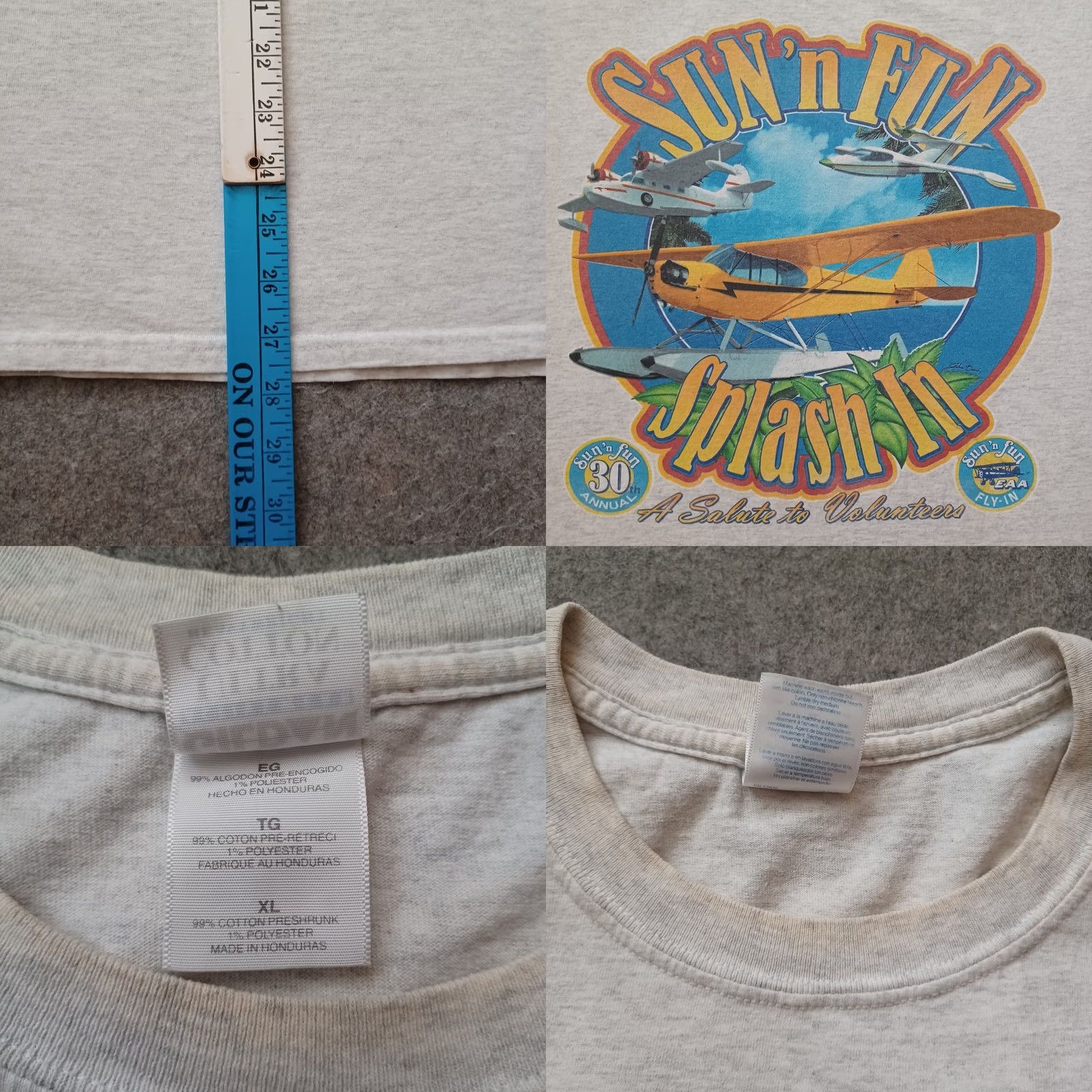 Gildan Gildan Ultra Cotton Sun N Fun Splash In T Shirt Mens XL Gray 30th Annual Salute to Volunteers Size US XL / EU 56 / 4 - 8 Thumbnail