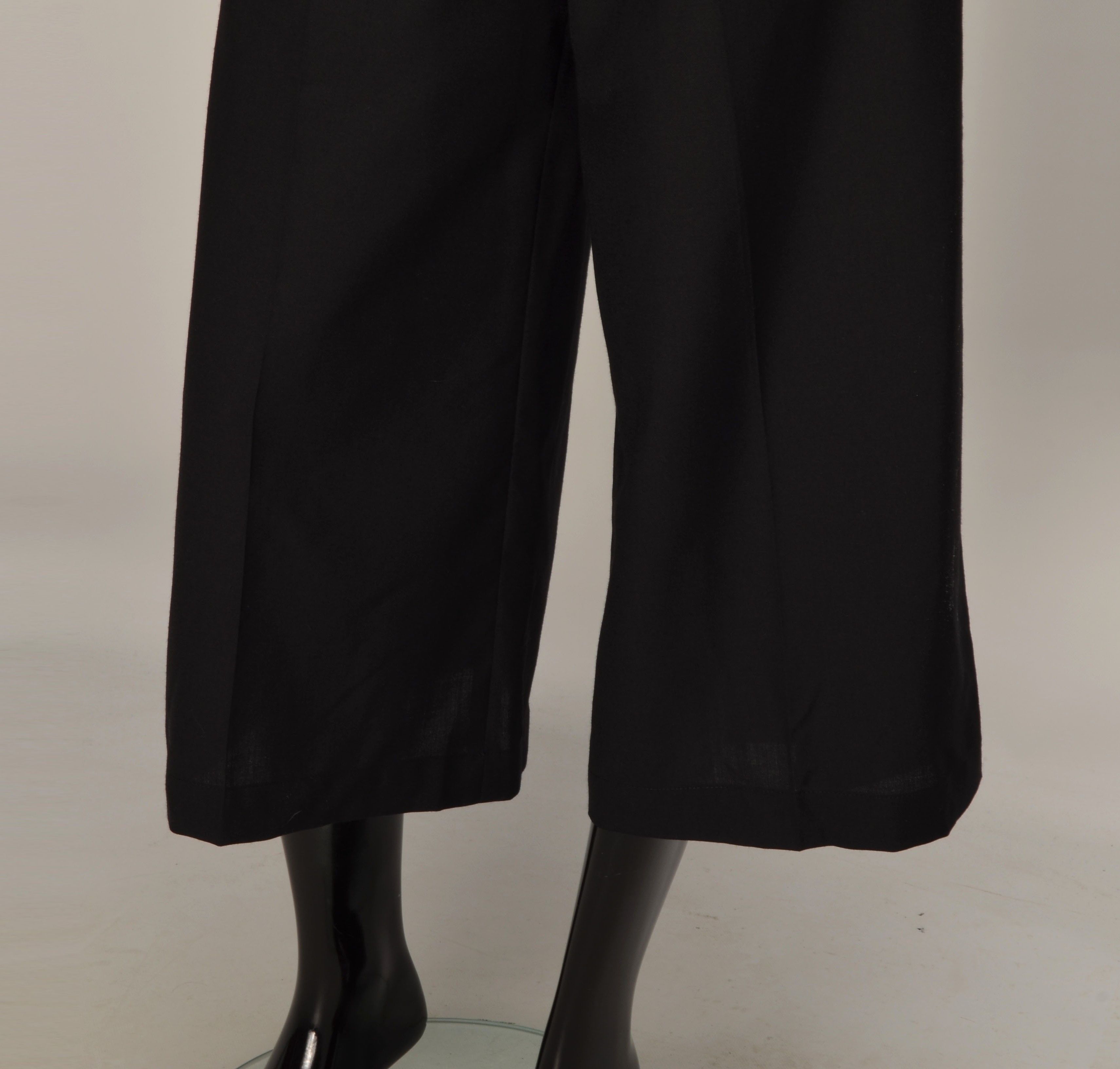 Loewe Loewe Black Wool Wide Leg Cropped Culottes Trousers Pants Size 24" / US 00 / IT 34 - 4 Thumbnail