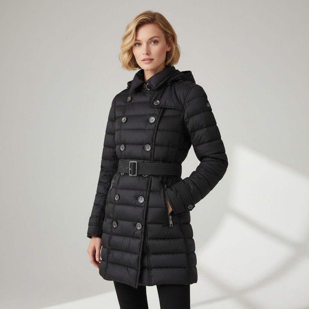 Burberry BURBERRY Brit Women's Black Belted Down Puffer Jacket Sz.S Size S / US 4 / IT 40 - 1 Thumbnail