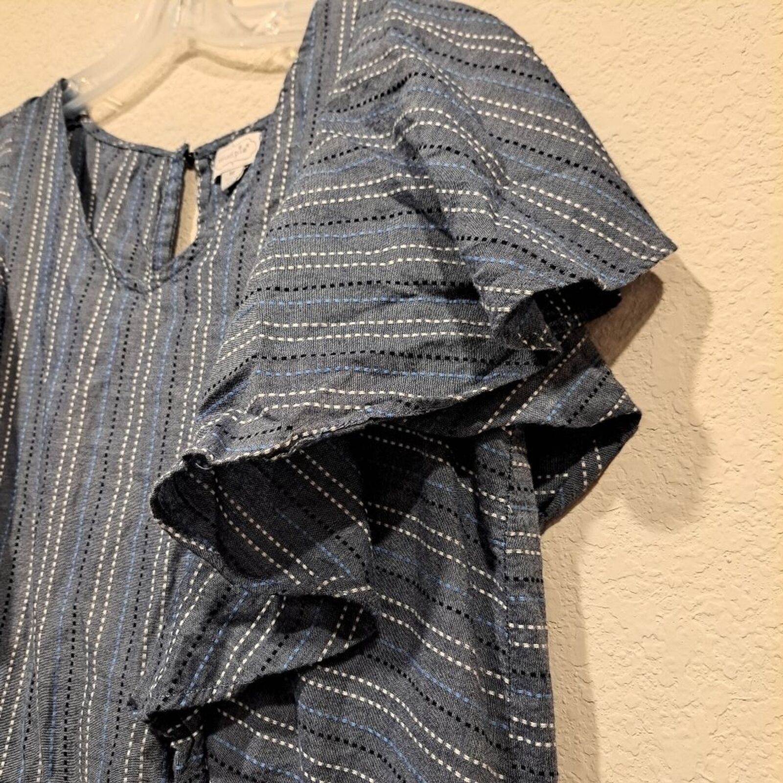 Other Mudpie ruffle flutter sleeve romper blue denim size M Size 36" / US 14 / IT 50 - 4 Thumbnail