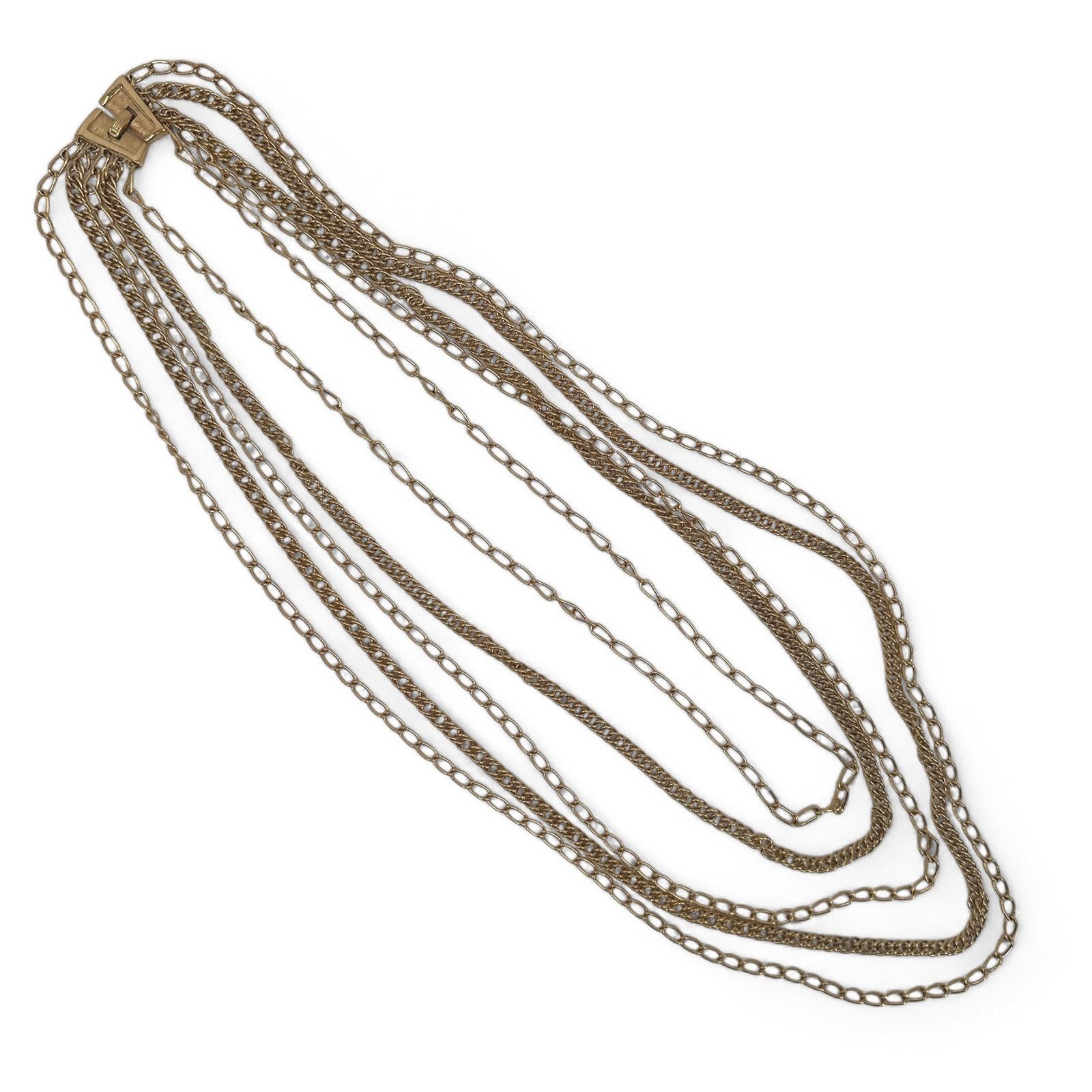 Vintage Crown Trifari Multi Strand Chain Statement Necklace Size ONE SIZE - 2 Thumbnail