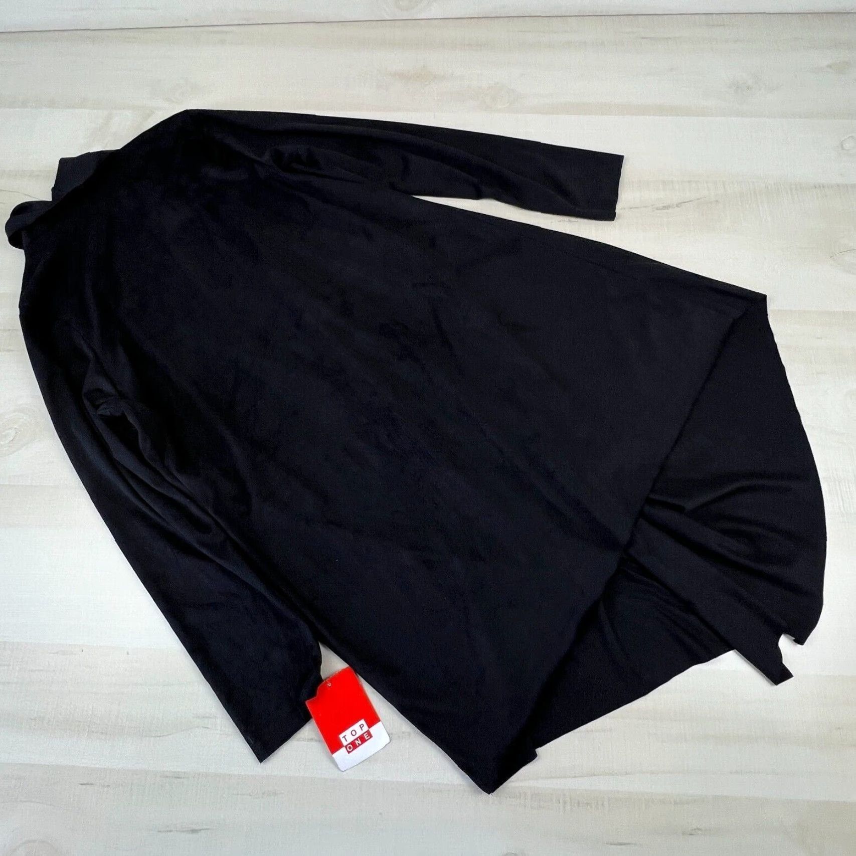 Vintage Top One Womens Black Faux Suede Open Front Cardigan 8 Long Sleeves Casual New Size M / US 6-8 / IT 42-44 - 7 Thumbnail