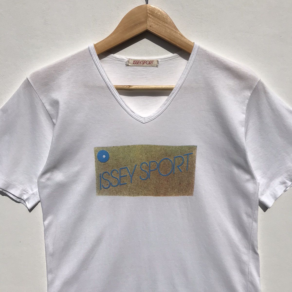 Issey Miyake Vintage 80s Issey Sport V-Neck Tee Spellout Issey Miyake Size US S / EU 44-46 / 1 - 7 Thumbnail