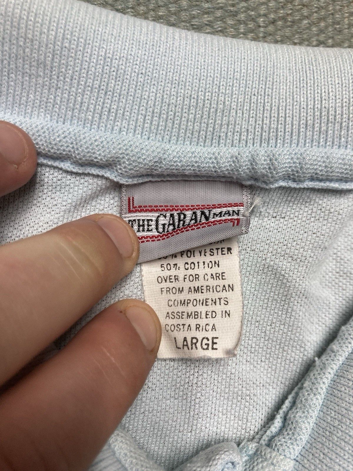 Vintage Vintage 90s polo shirt paint stained light blue adult large Size US L / EU 52-54 / 3 - 5 Thumbnail