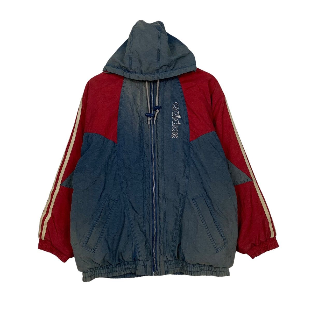 Adidas Vintage Adidas Big Logo Two Tones Windbreaker Jacket Size US XL / EU 56 / 4 - 2 Thumbnail
