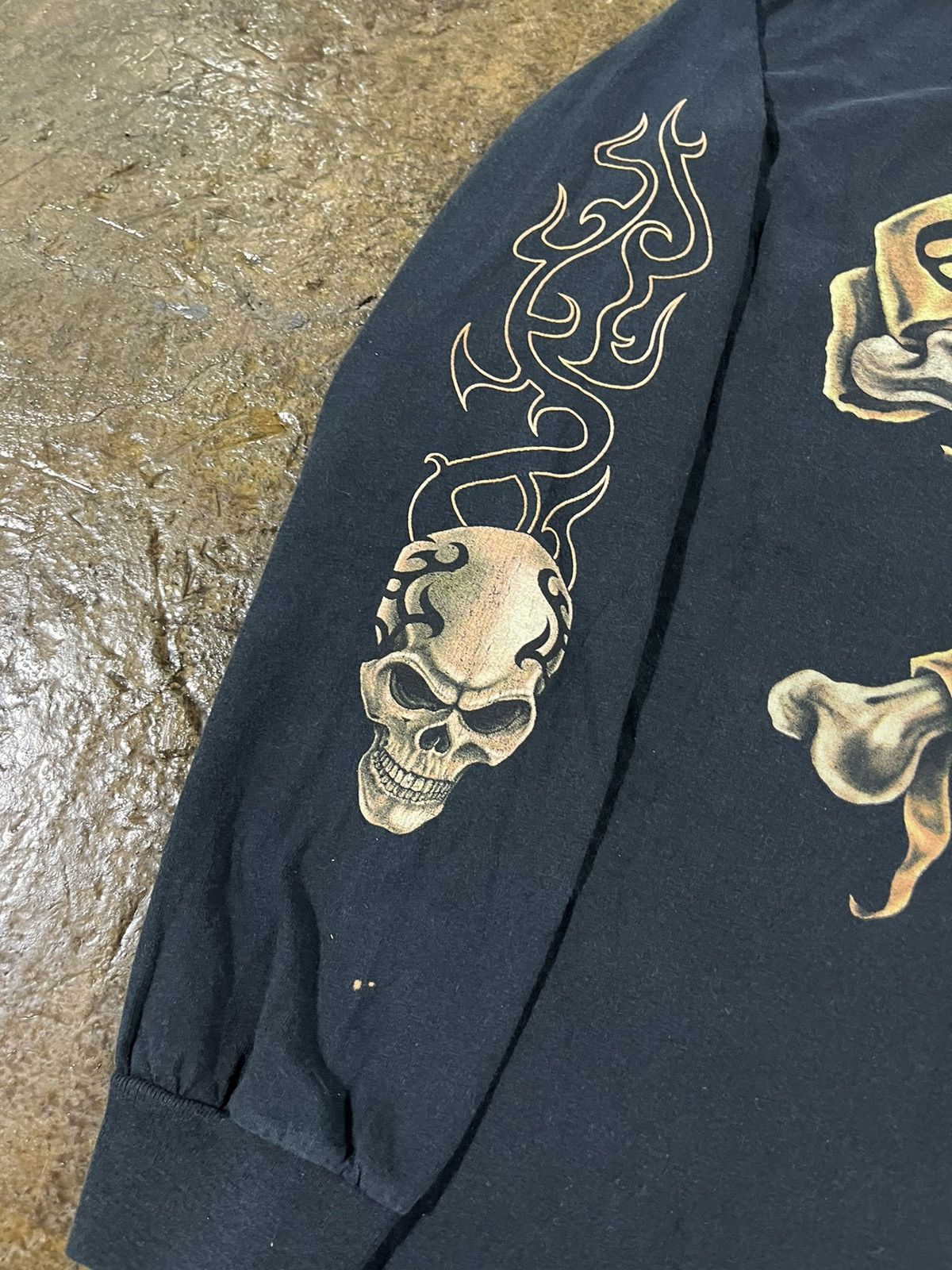 Harley Davidson × JNCO × Vintage CRAZY Y2K EASYRIDERS FLAME SKULL LONGSLEEVE LOGO BIKER TEE Size US M / EU 48-50 / 2 - 4 Thumbnail