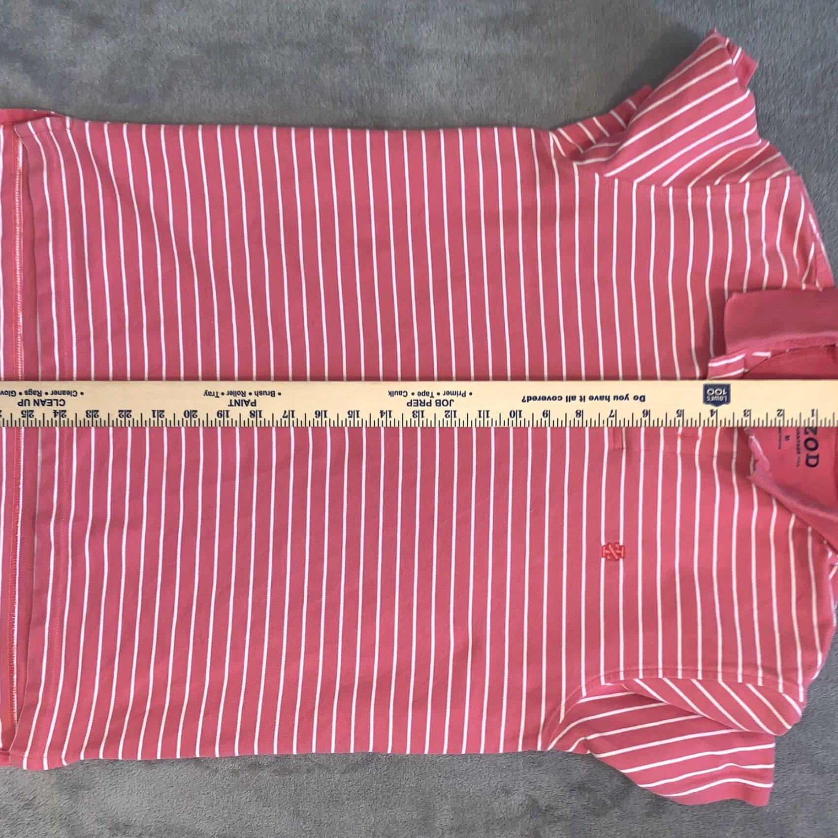 Izod IZOD Advantage Performance Stretch Polo Mens M Pink Blue White Striped Shirt Size US M / EU 48-50 / 2 - 6 Thumbnail