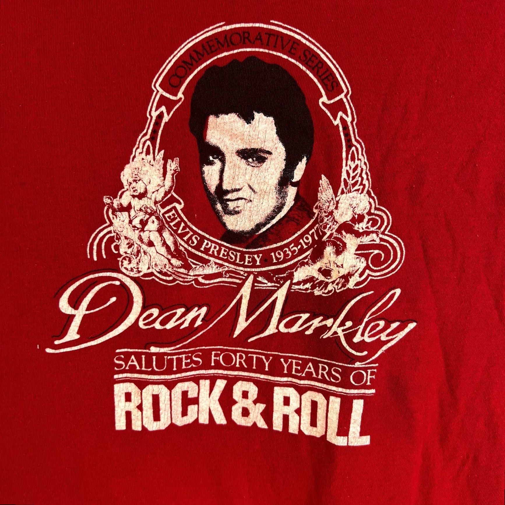 Vintage VINTAGE M & M Rock T-Shirt Adult Medium Red Elvis 40 Years Graphic Print Crew Neck Short Sleeve Men's Size US M / EU 48-50 / 2 - 2 Thumbnail