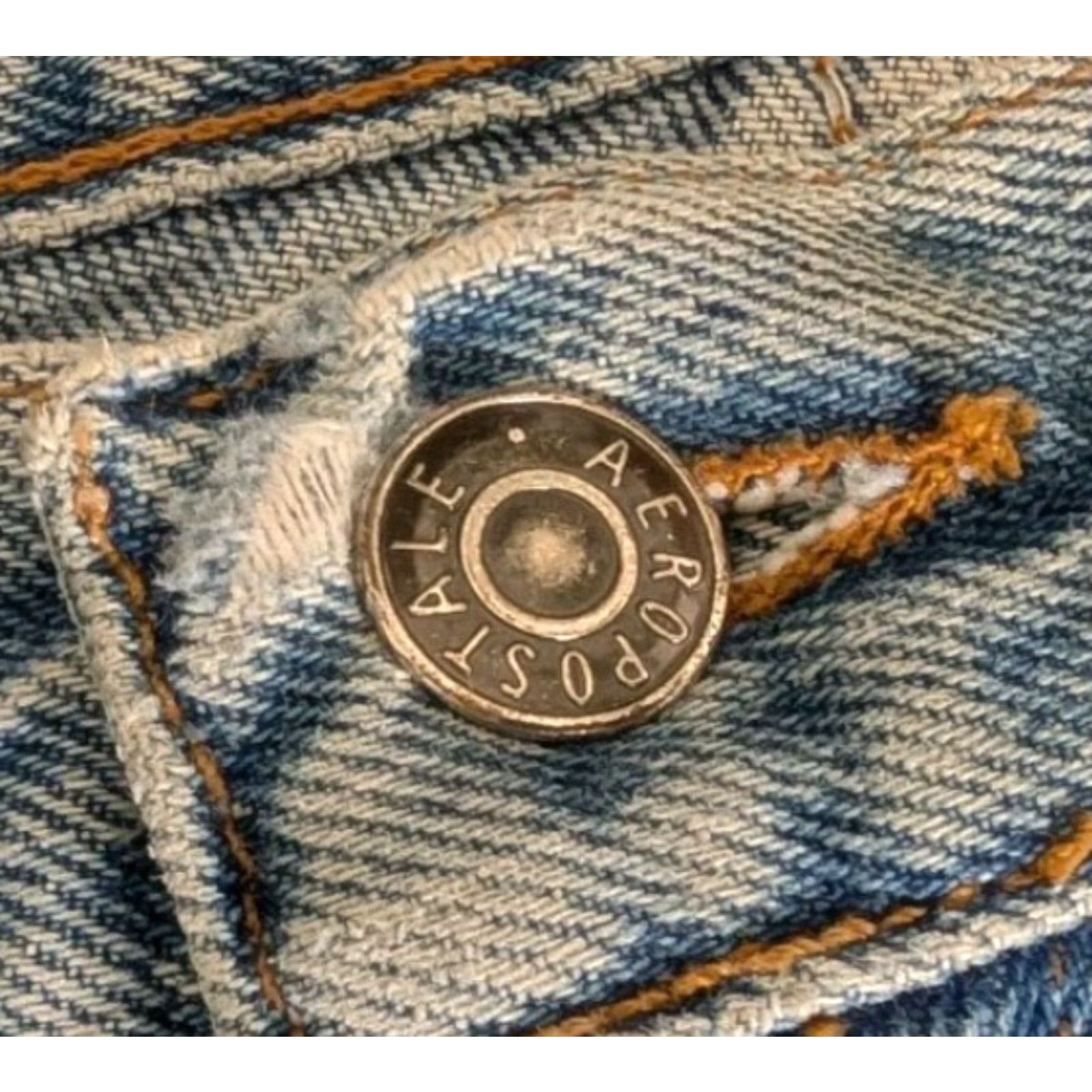 Vintage VINTAGE Aéropostale Jeans Men's 31 Light Wash Blue Denim Distressed 90s Grunge USA Size US 31 - 6 Thumbnail