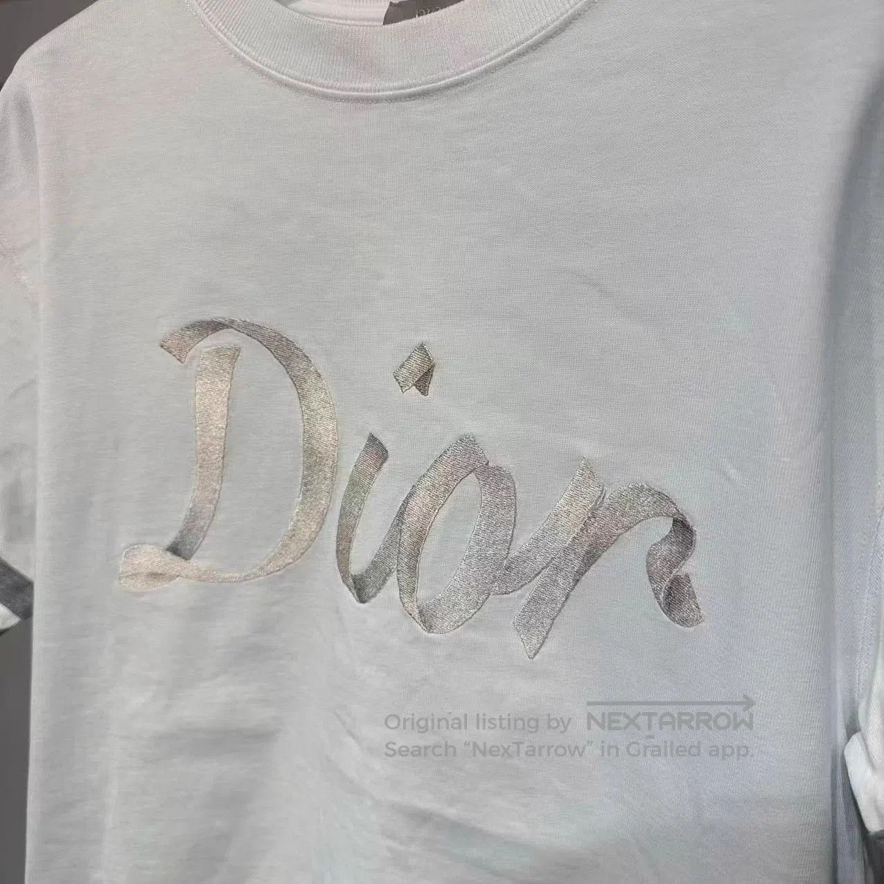 Dior White Short Sleeve Shirt with Striped Cuffs. Size US S / EU 44-46 / 1 - 5 Thumbnail