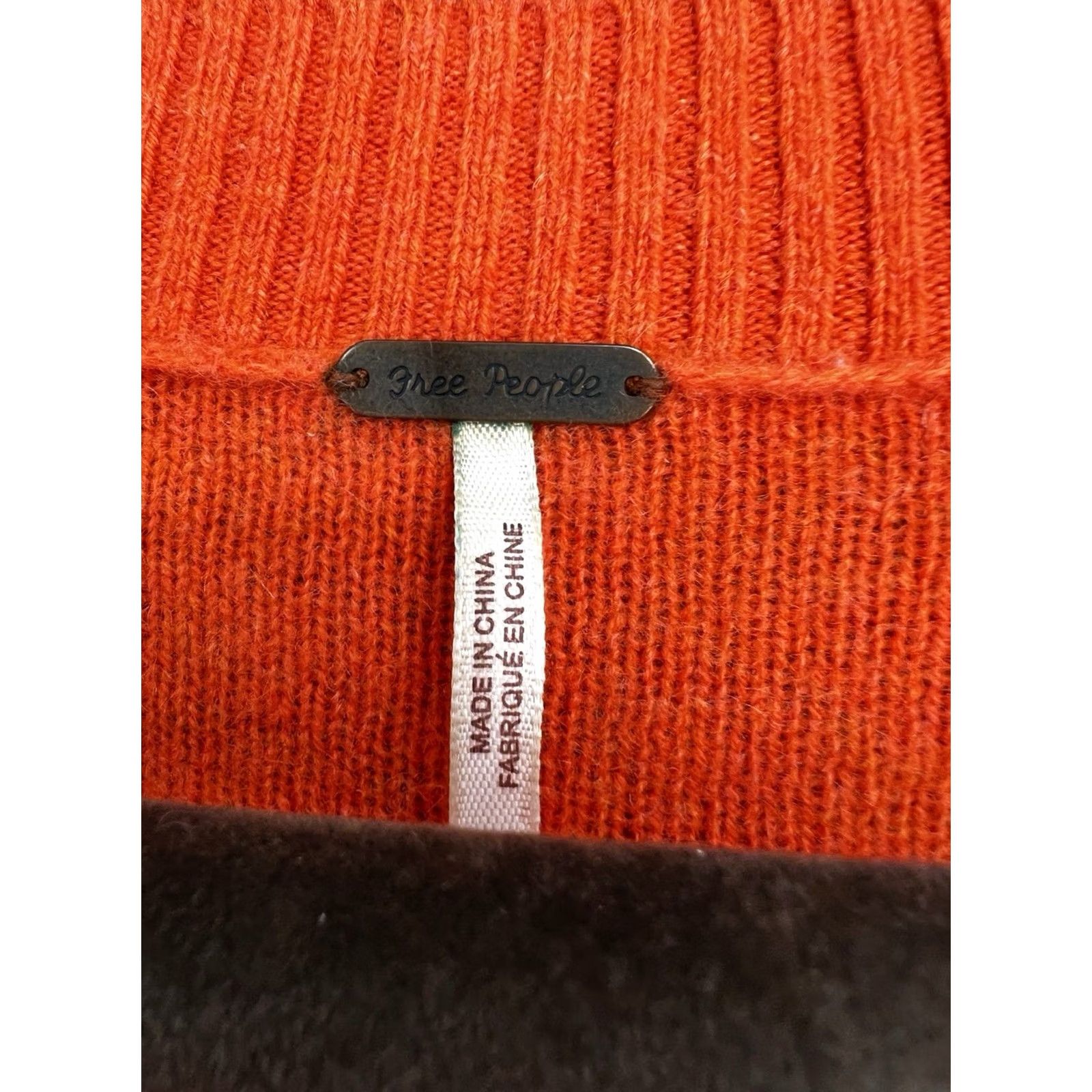 Free People Free People Easy Street Pullover Sweater XS Orange Long Sleeve Mock Neck Womens Knit Solid All Seasons Fall Spring Summer Winter Size XS Size XS / US 0-2 / IT 36-38 - 2 Thumbnail