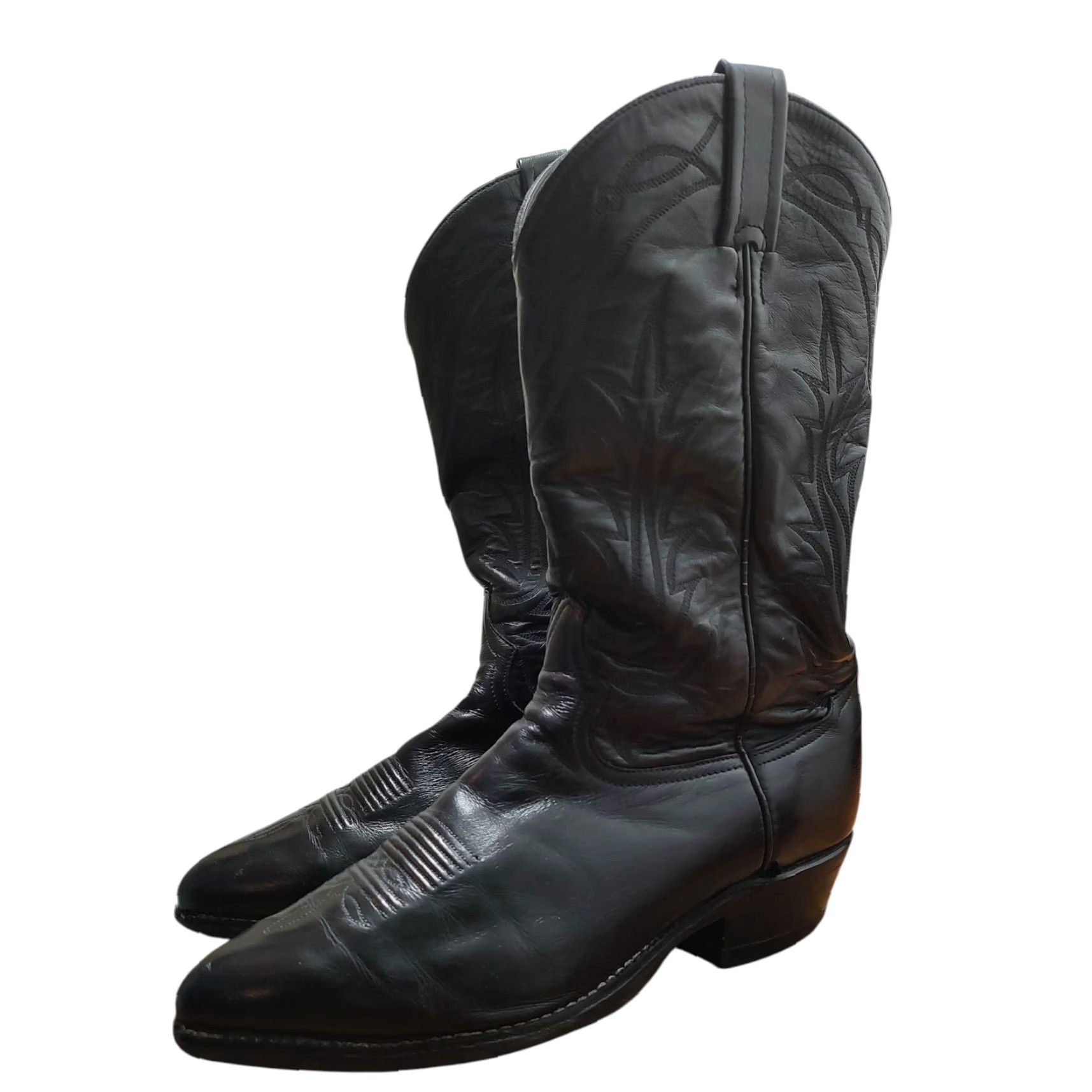 Tony Lama VINTAGE Tony Lama Men's Style 2995 Boots Western Casual Wedding 10 D Black Leather Cowboy Mid-Calf Size US 10 / EU 43 - 5 Thumbnail
