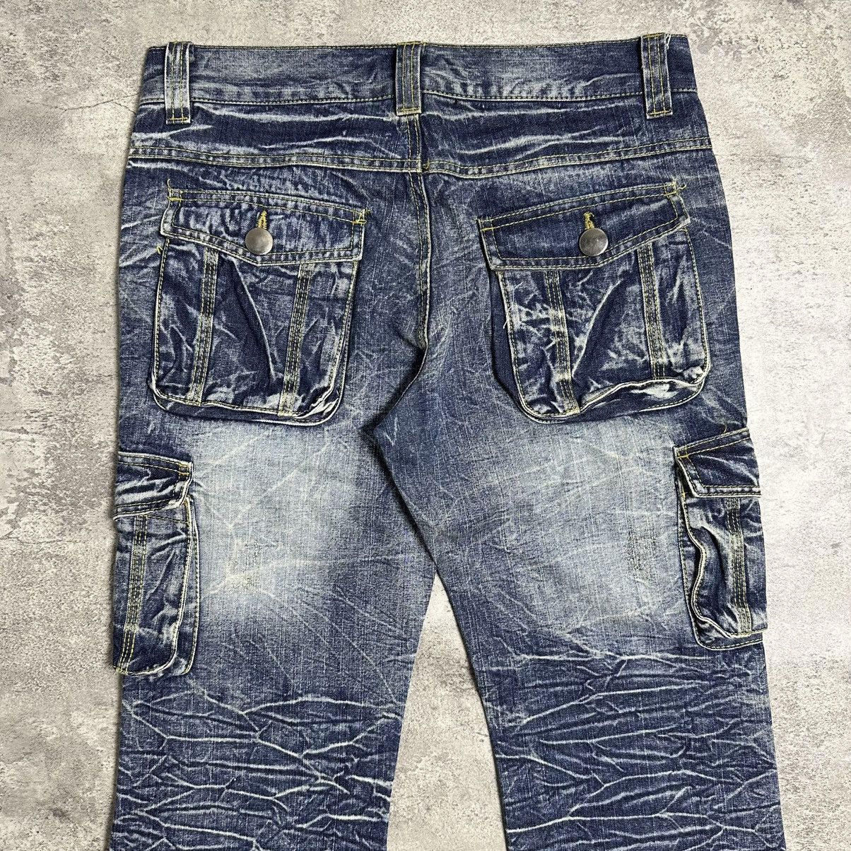 Japanese Brand Lowbox Distressed Flare Cargo Jeans Size US 31 - 9 Thumbnail