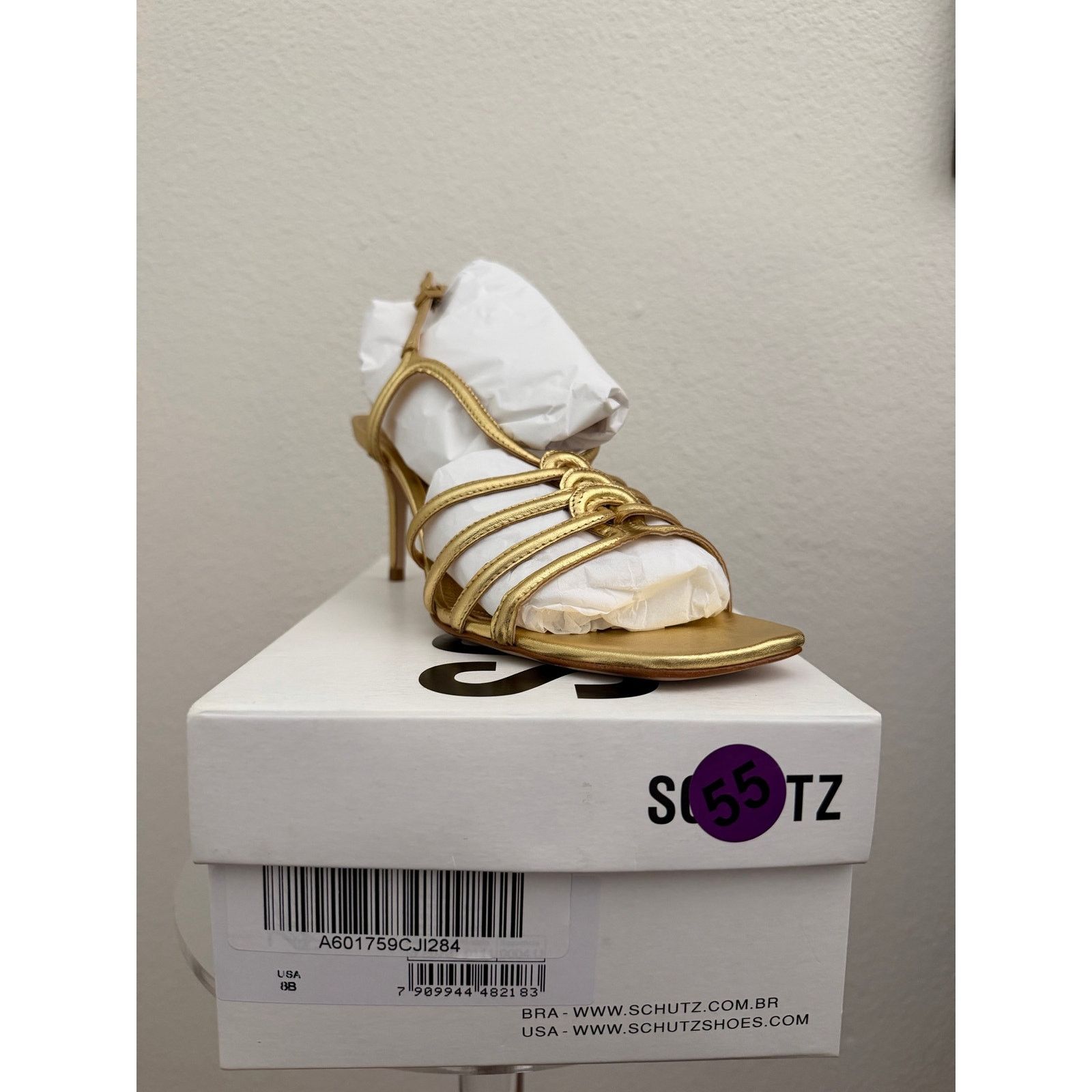 SCHUTZ Schutz Leather Adjustable Caged Sandals Octavia gold Sz 8 Size US 8 / IT 38 - 3 Thumbnail