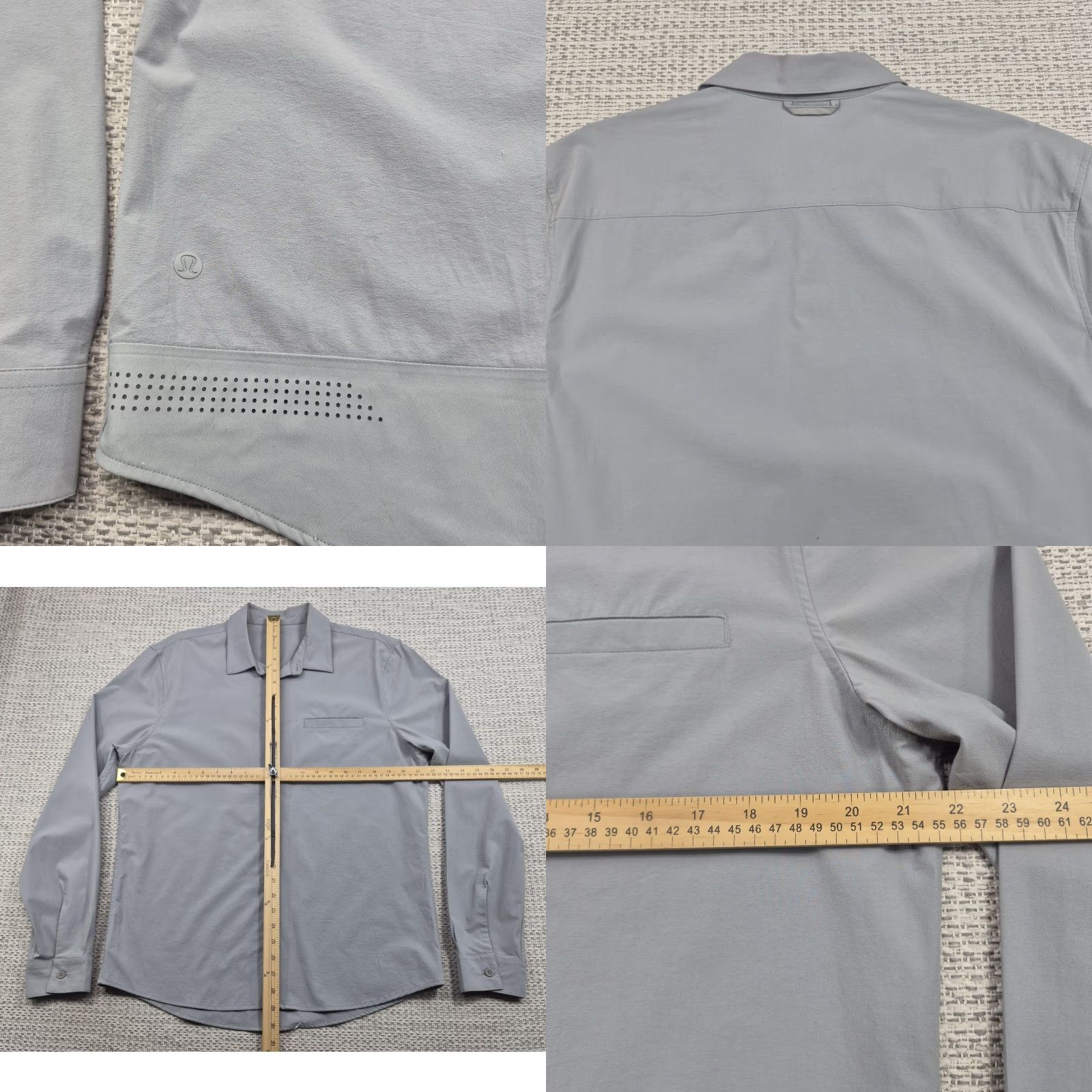 Lululemon Lululemon Button Up Shirt Mens Large Gray Solid Long Sleeve Casual Tech Shirt Size US L / EU 52-54 / 3 - 8 Thumbnail