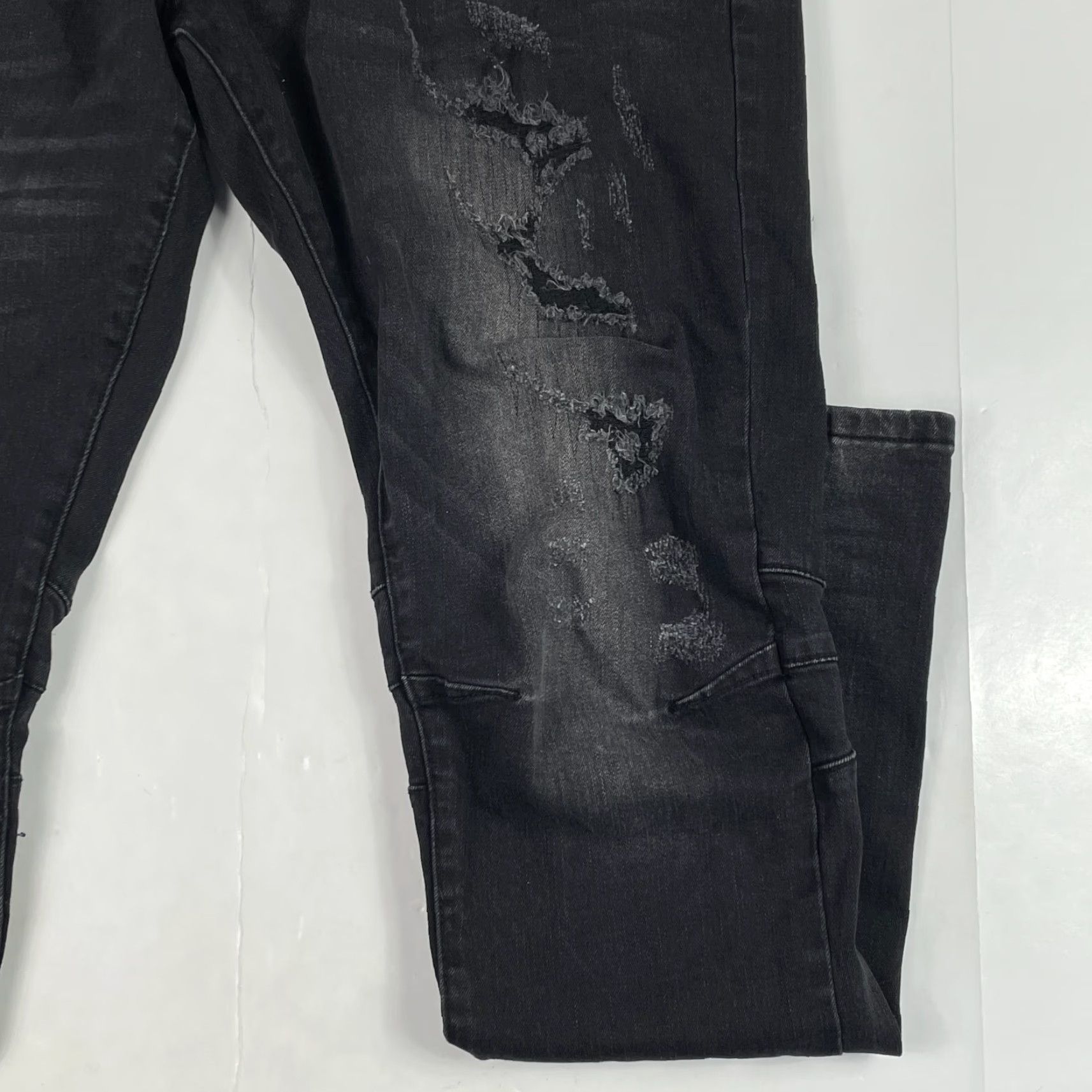 Vintage Grindhouse Jeans Men 40 x 33 Black Slim Straight Dark Wash Denim Distressed 5-Pocket Logo Embroidered Streetwear Biker Size US 40 / EU 56 - 4 Thumbnail