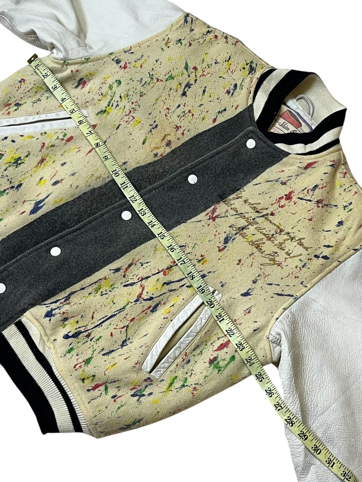 Japanese Brand SHOE SHINE BOY CUSTOM PAINT SPLASH VARSITY LEATHER SLEEVE Size US XL / EU 56 / 4 - 16 Thumbnail
