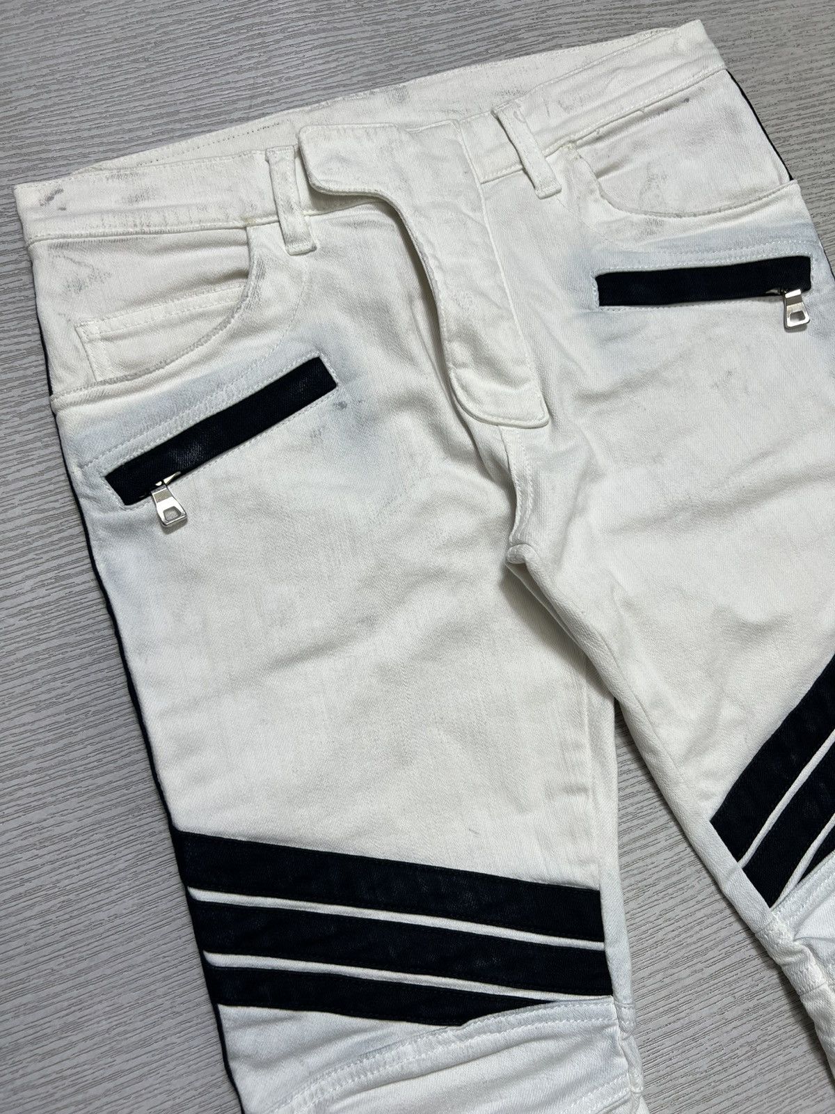 Balmain Balmain - S/S 15’ - White/Black Biker Jeans Size US 29 - 6 Thumbnail