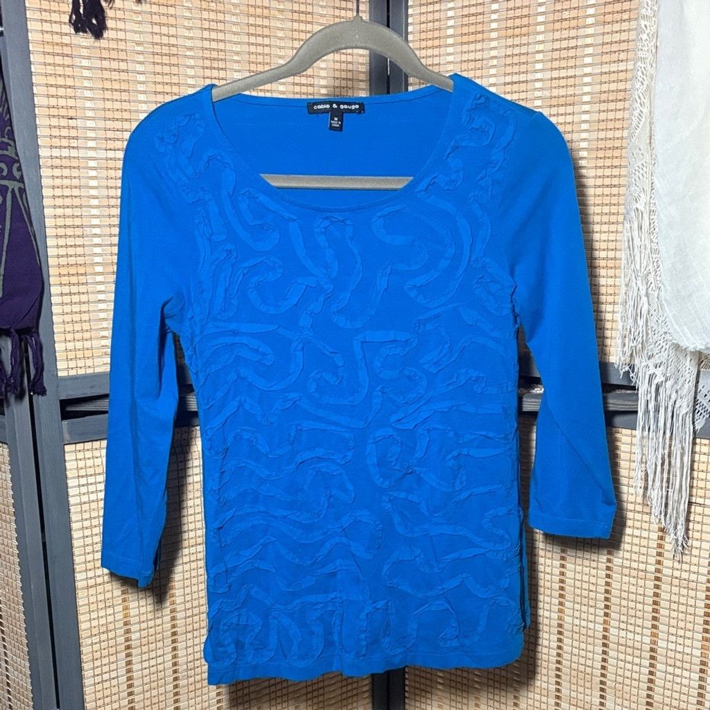 Other Cable & Gauge Vibrant Blue Long Sleeve Top Size M / US 6-8 / IT 42-44 - 1 Thumbnail