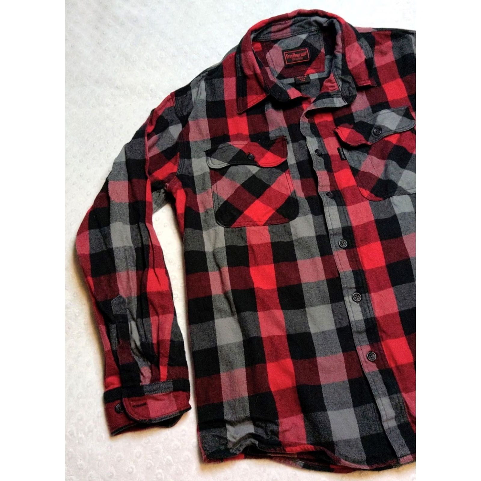 Vintage Five Brother Heavy Weight Deluxe Flannel Shirt Mens L Red Black Plaid Button-Up Shirt Long Sleeve Size US L / EU 52-54 / 3 - 3 Thumbnail