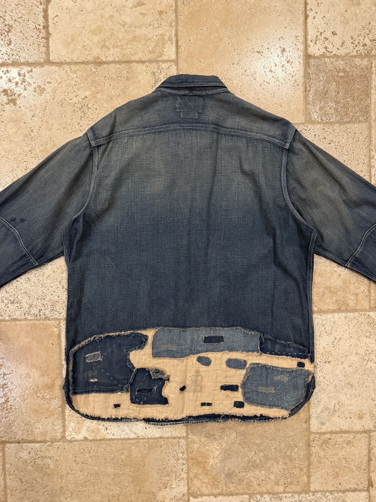 RRL Ralph Lauren RRL Ralph Lauren Limited Edition Boro Patchwork Denim Shirt Size US XL / EU 56 / 4 - 11 Thumbnail